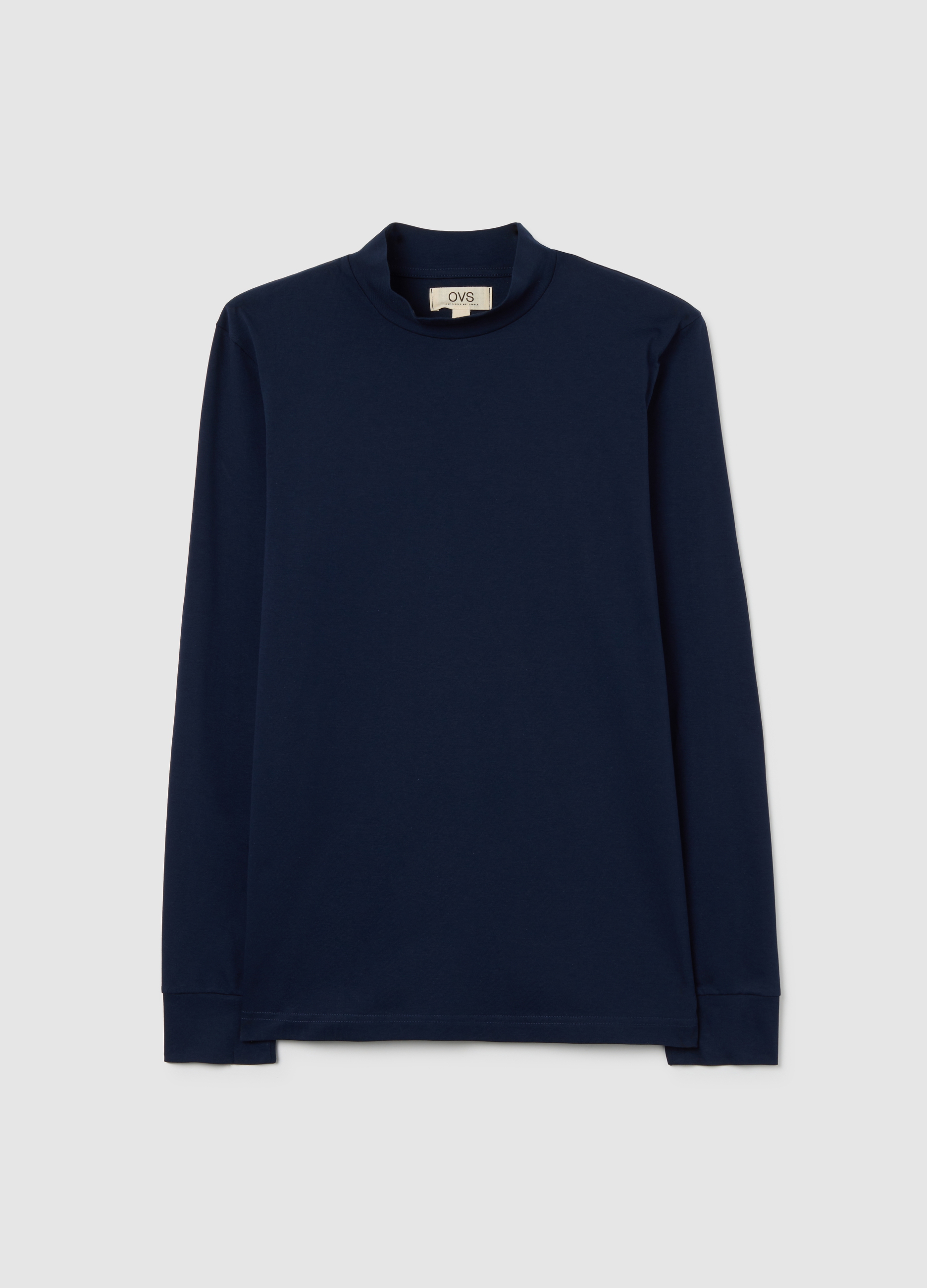 Maglia Blu A Maniche Lunghe In Cotone, Hombre, Azul, Talla: L