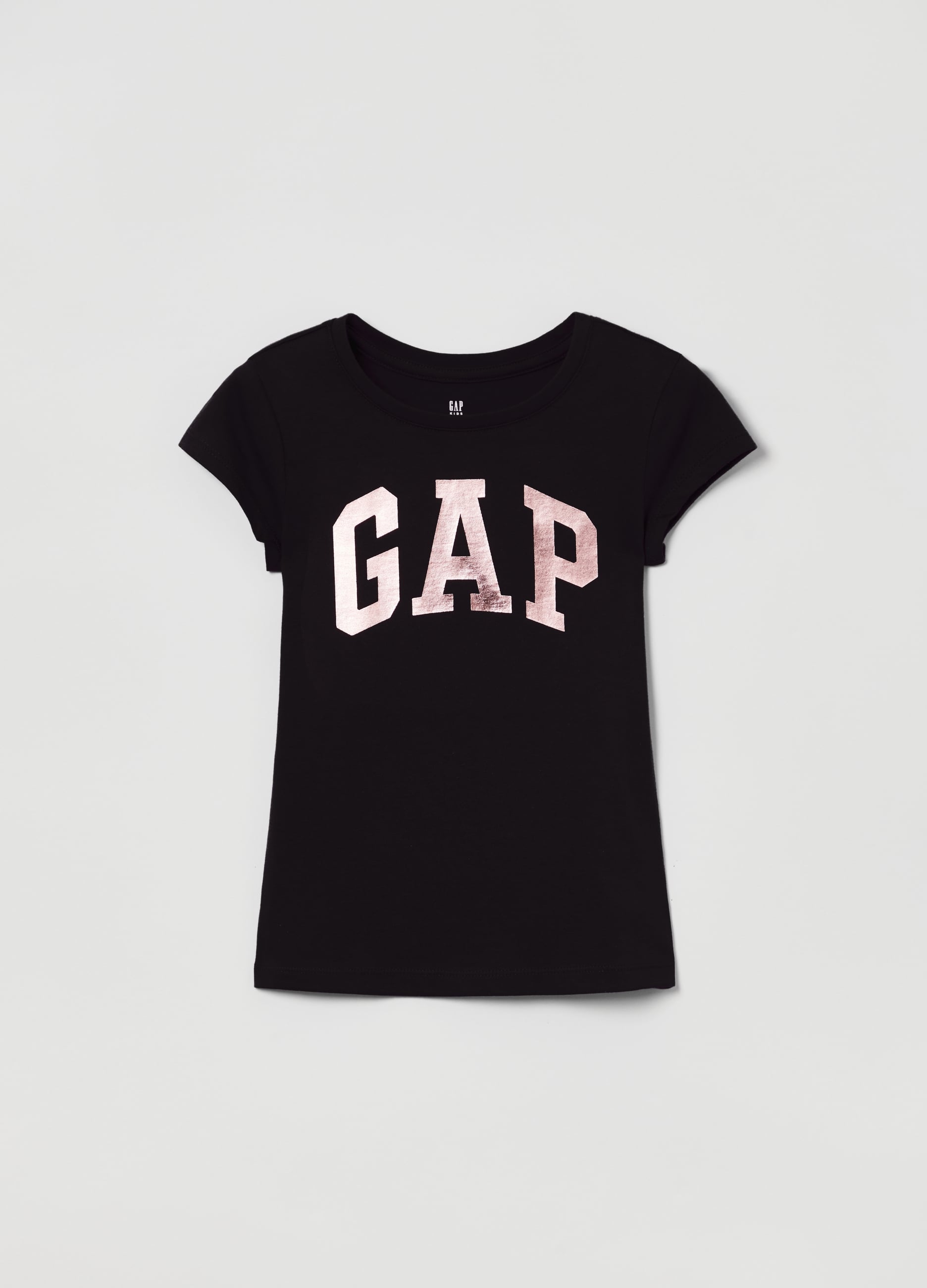 GAP KIDS, T-shirt In Cotone Con Stampa Logo In Foil, Bambina, Nero, Taglia: XS/99-114