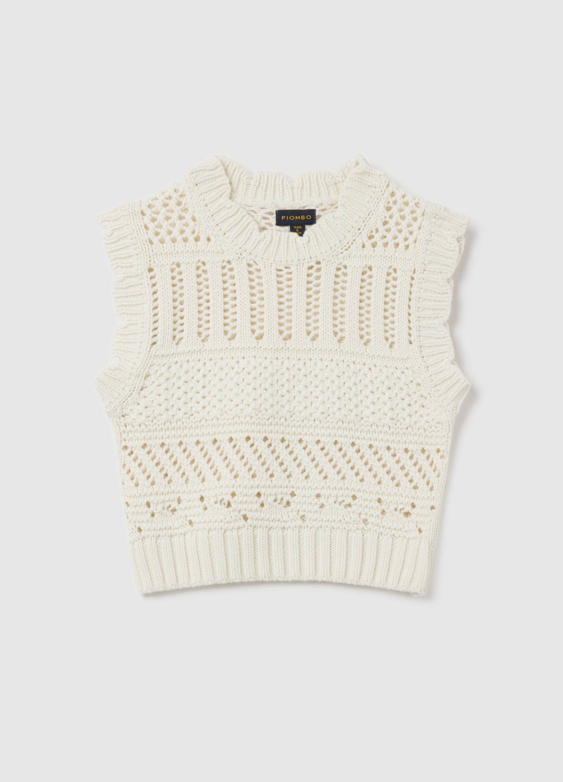 OVS, Gilet In Cotone Con Lavorazione Traforata, Bambina, Bianco, Taglia: 6