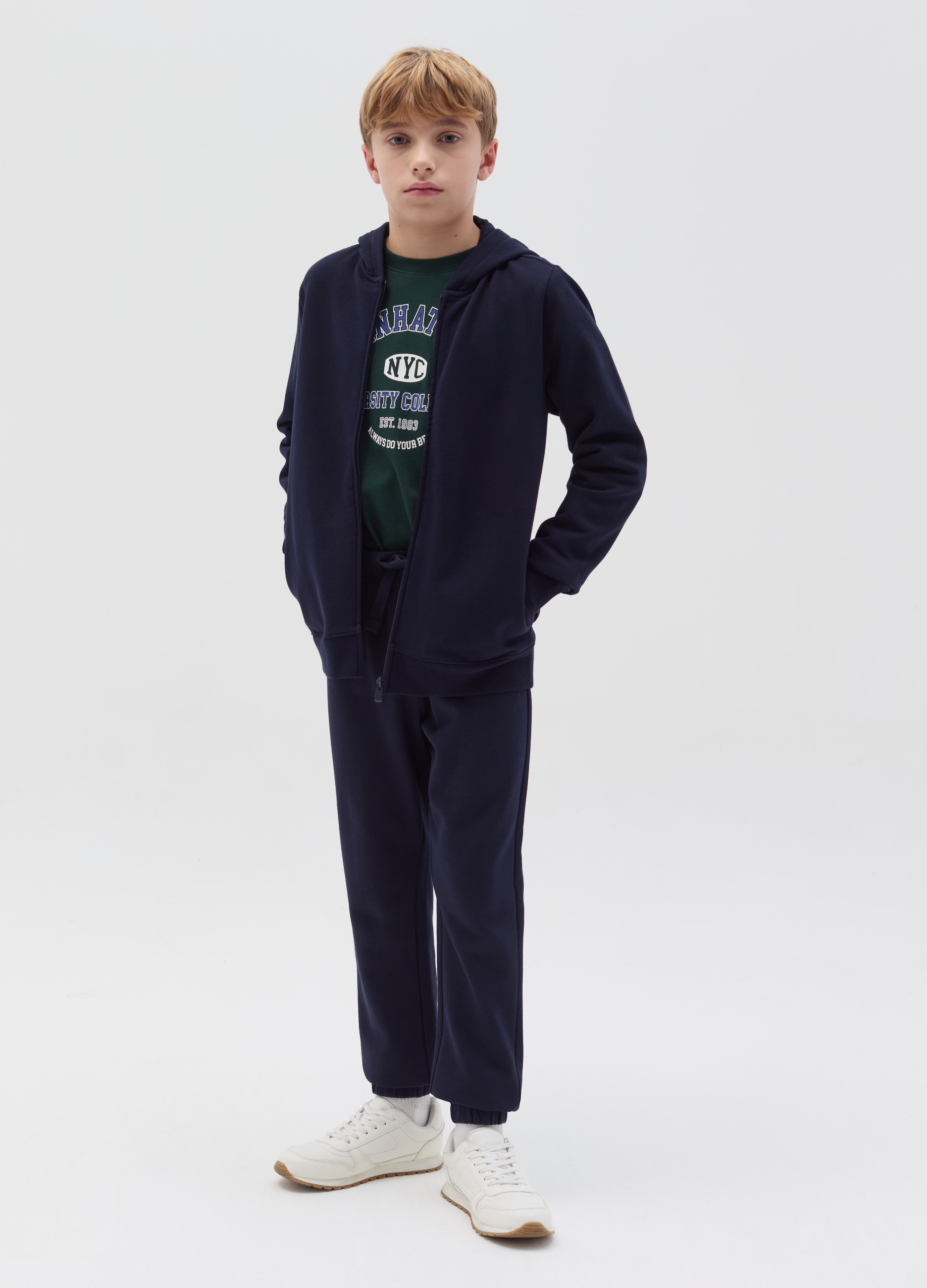 OVS KIDS, Joggers In Felpa Con Coulisse, Bambino, Blu, Taglia: 12-13