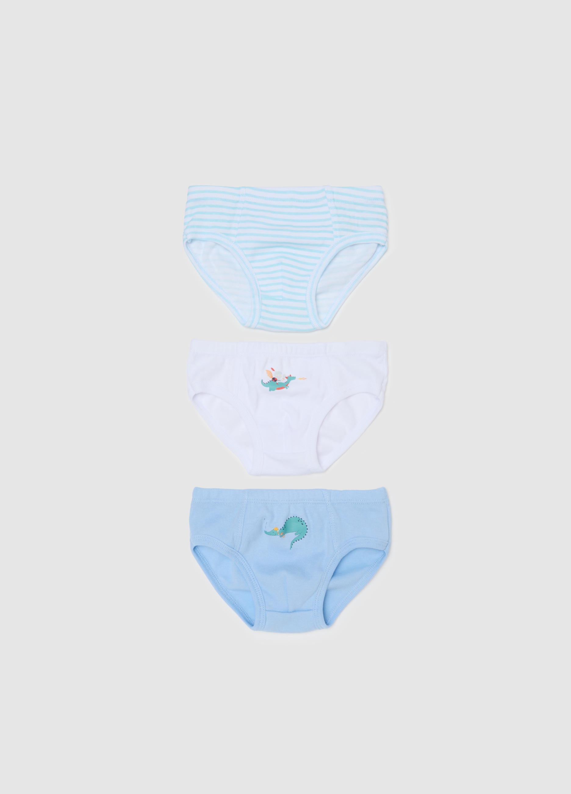 Slips Para Niños En Algodón Puro Multicolor Ajuste Regular, Niño, Blanco/azul claro, Talla: 12-18