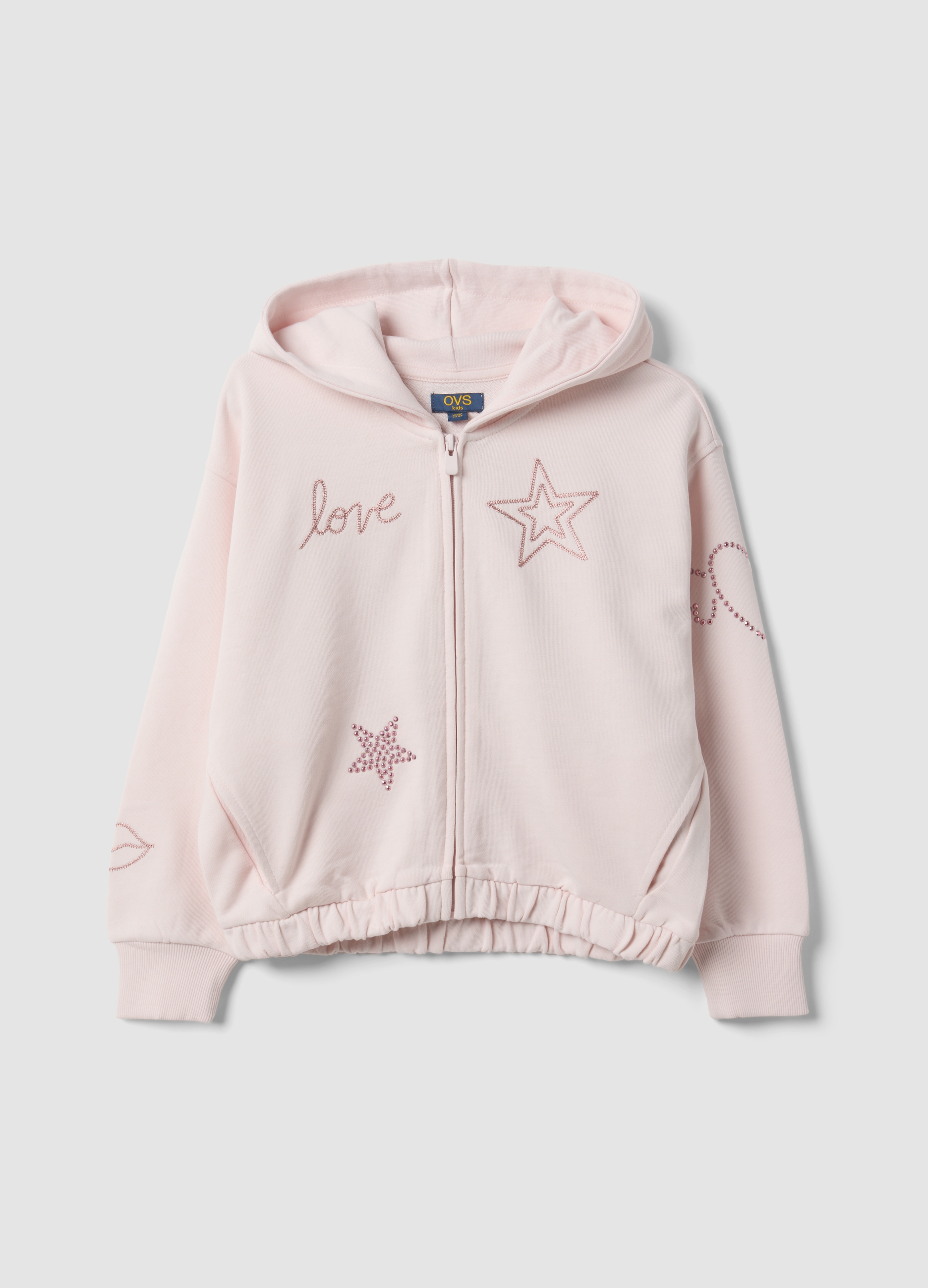 OVS KIDS, Felpa Rosa Crop In Puro Cotone Con Cappuccio Per Bambina, Rosa, Taglia: 4-5