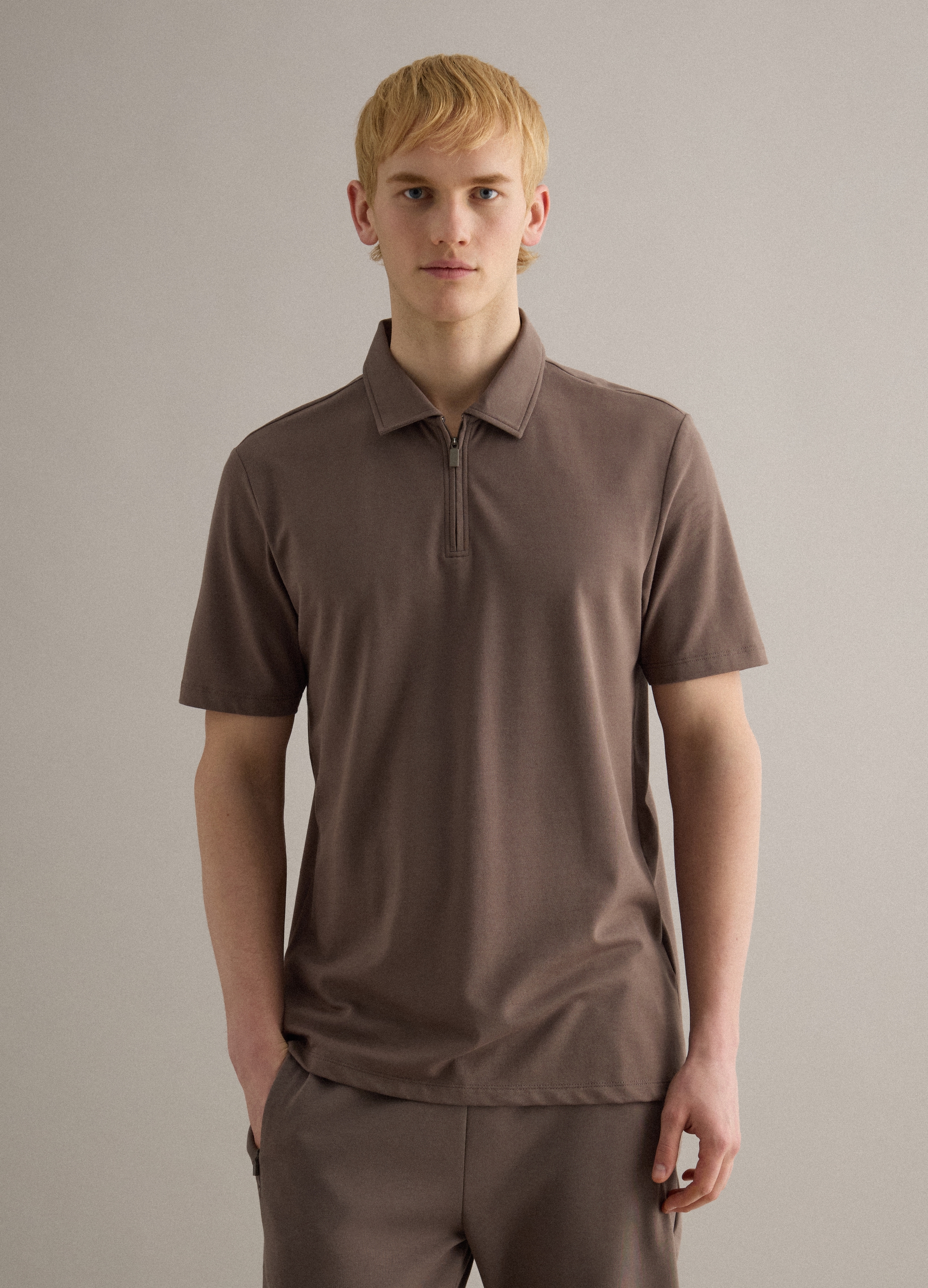 Piombo Tech, Polo Marrón De Manga Corta En Algodón Elástico Con Corte Regular, Hombre, Marrón chocolate, Talla: S