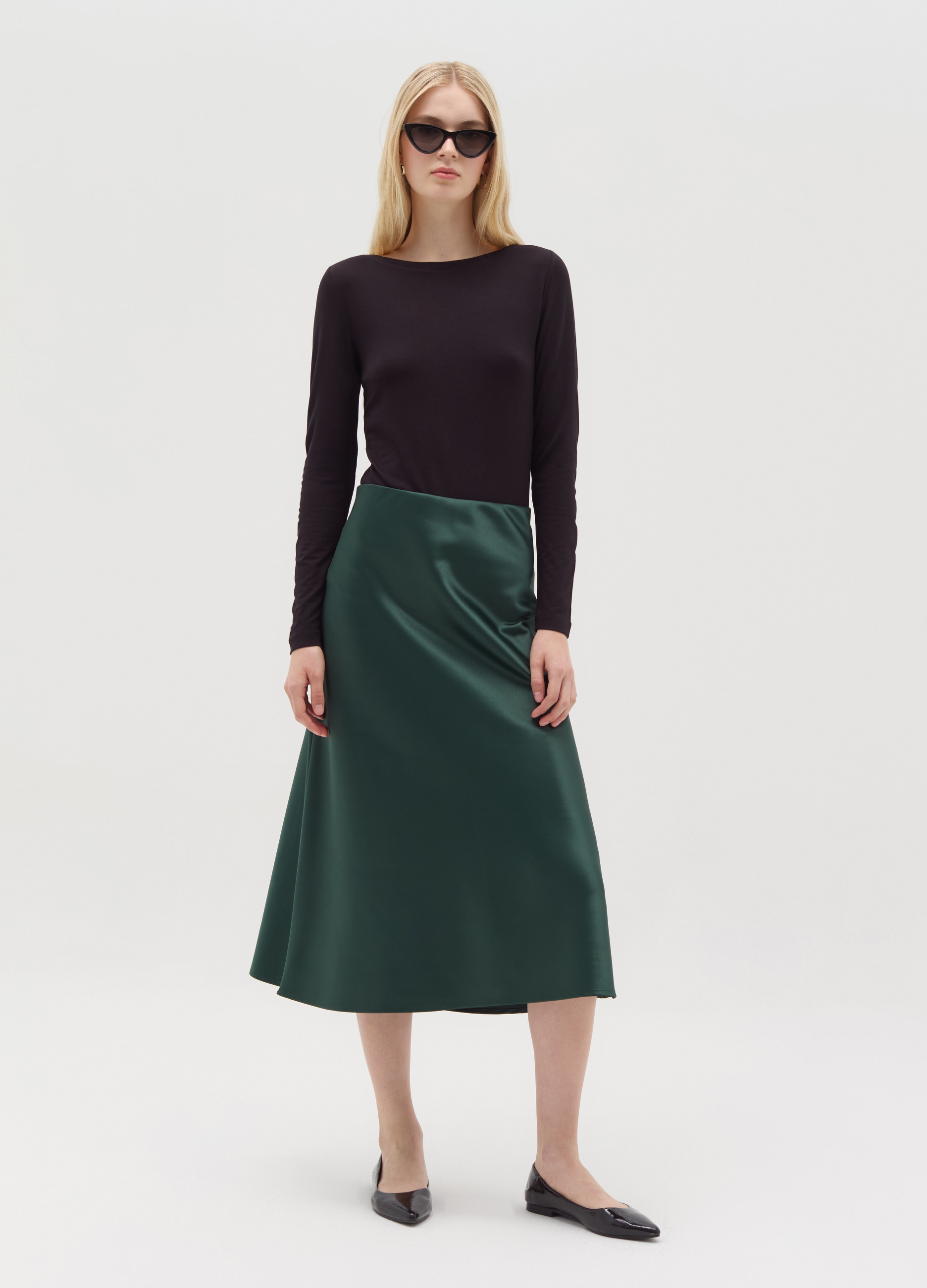 Camiseta De Viscosa Elástica Con Cuello Barco, Mujer, Negro, Talla: XXL