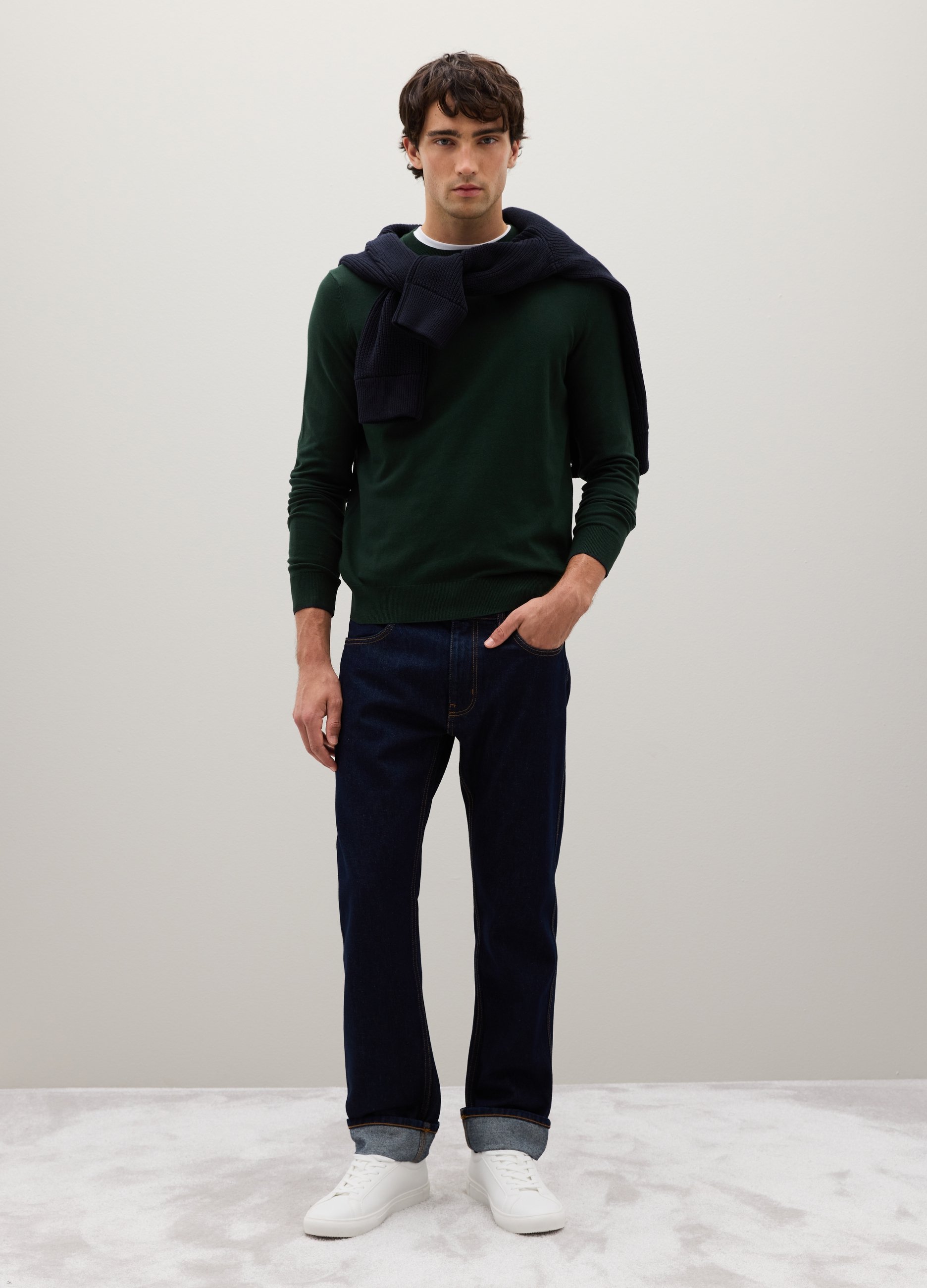 Suéter Azul En Algodón Y Poliamida, Hombre, Negro, Talla: XL