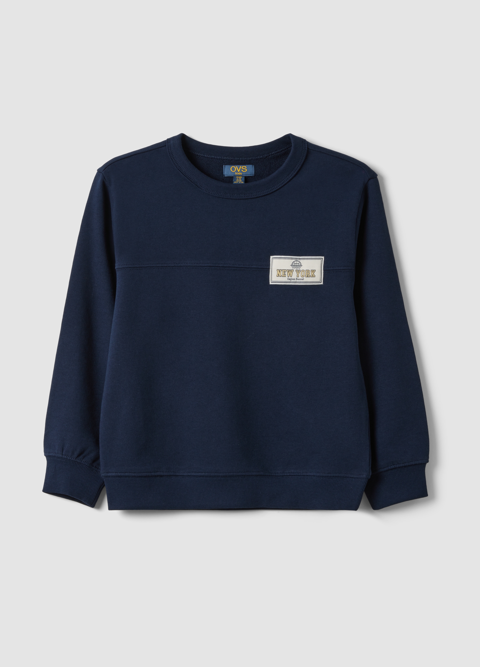 OVS KIDS, Felpa Blu In Puro Cotone Organico Relaxed Fit Con Stampa Per Bambino, Blu, Taglia: 4-5