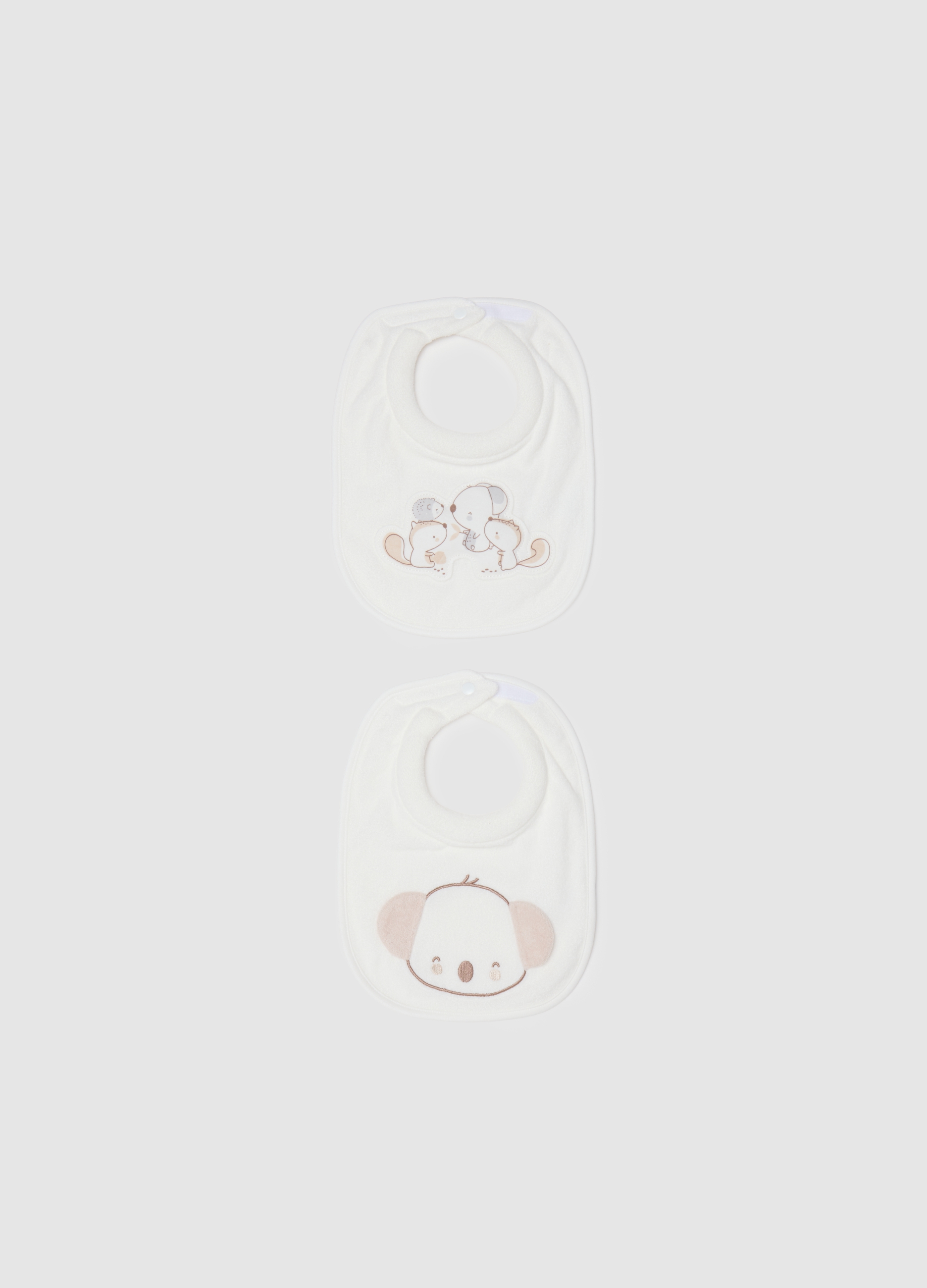 Bipack De Baberos De Bebé En Puro Algodón Blanco Con Estampado, Bebé Niño, Blanco, Talla: T.U.