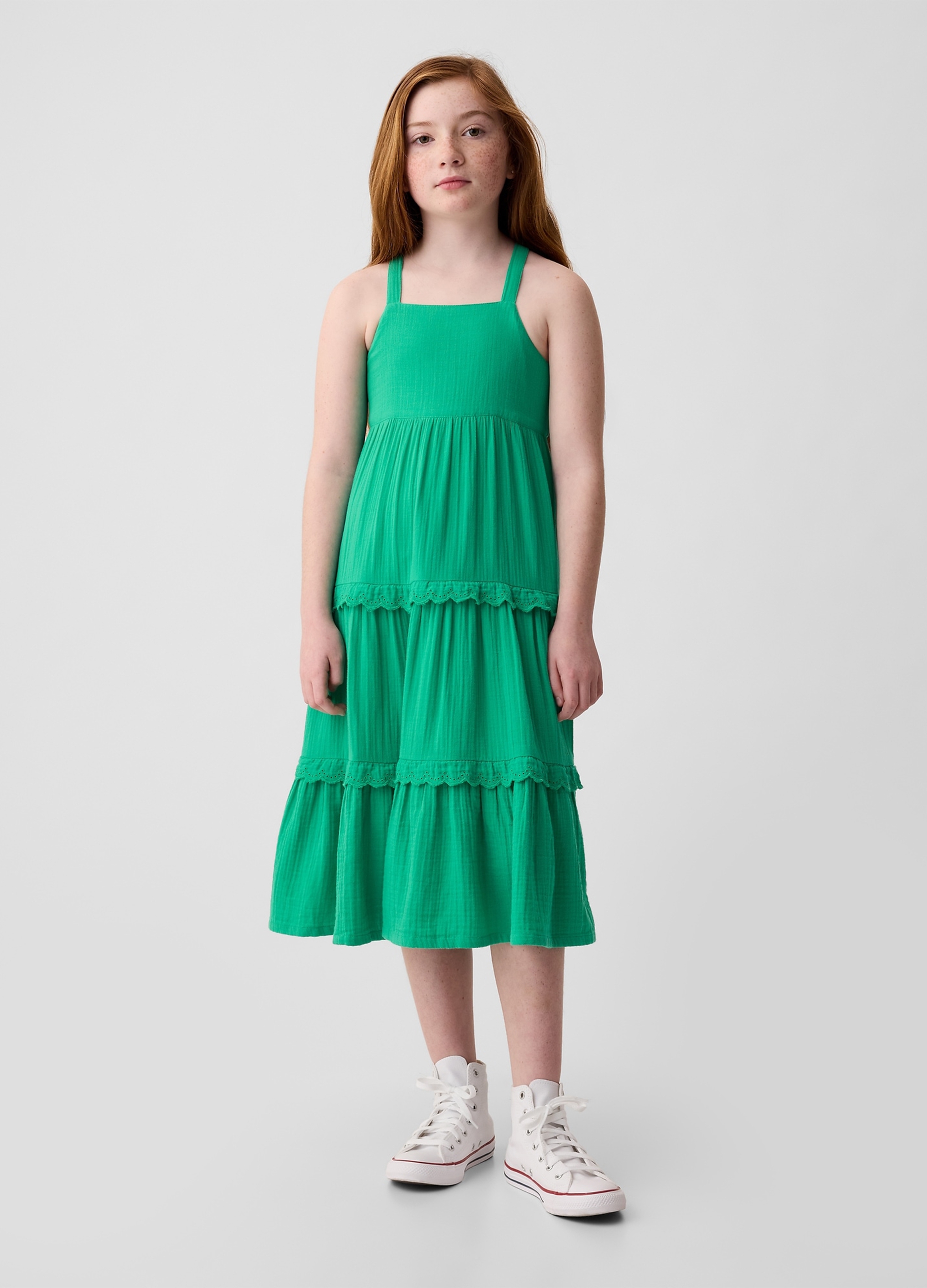 OVS, Abito Midi Con Spalline Incrociate, Bambina, Verde, Taglia: XS/99-114