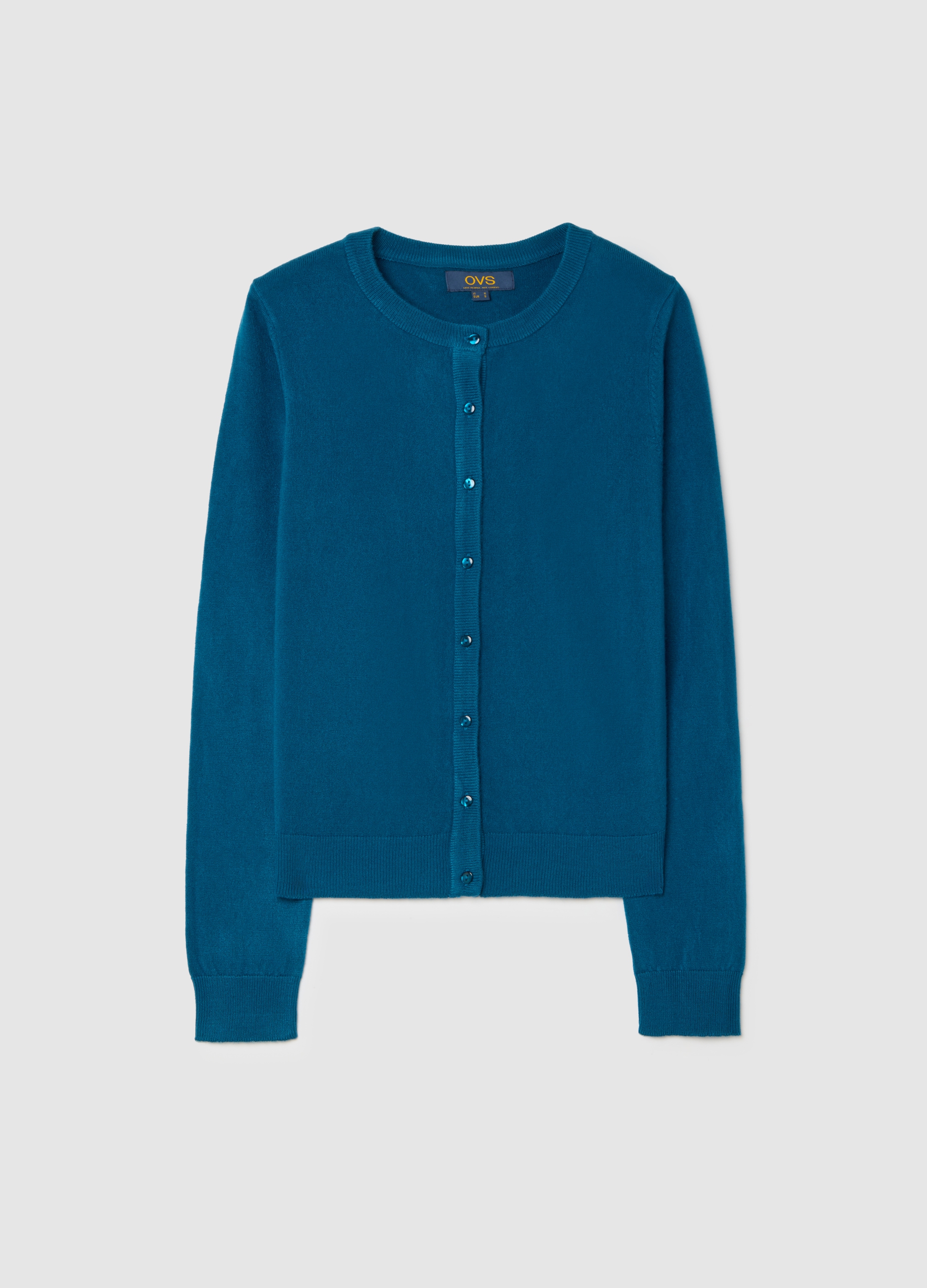 Cardigan Blu In Acrilico, Mujer, Azul, Talla: 40