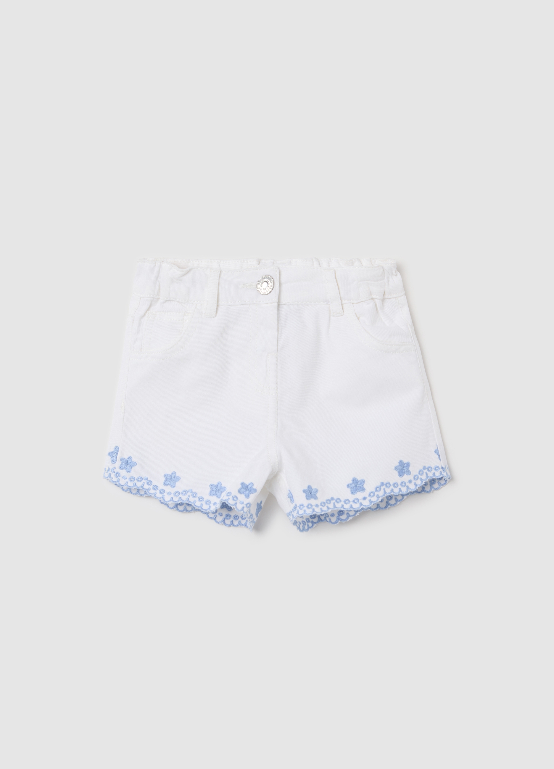 FAGOTTINO, Shorts Blancos Con Bordado Floral De Algodón, Niña, Blanco óptico, Talla: 30-36