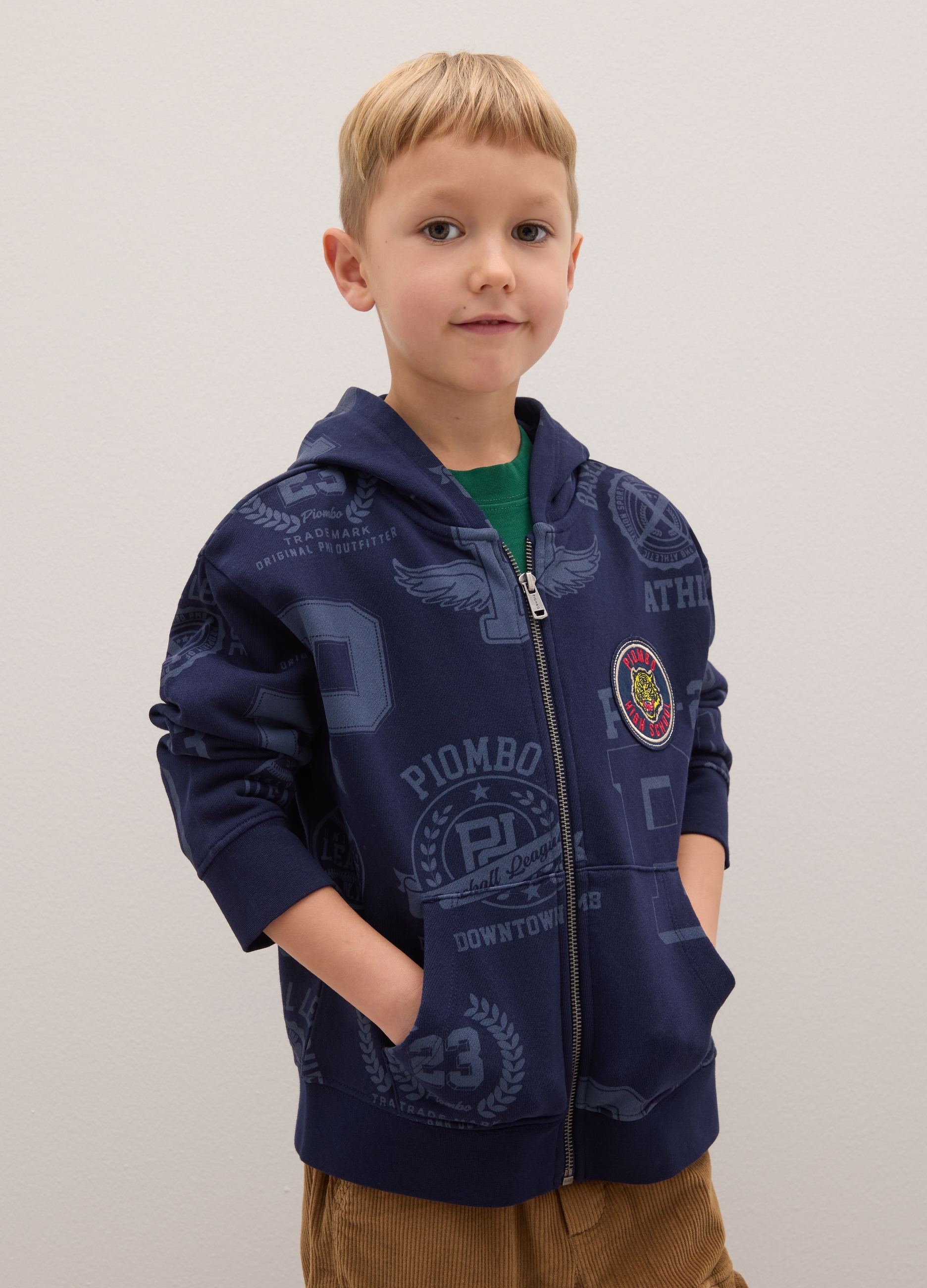 PIOMBO KIDS, Sudadera Para Niño De Algodón Azul Con Ajuste Regular, Niño, Azul oscuro, Talla: 10
