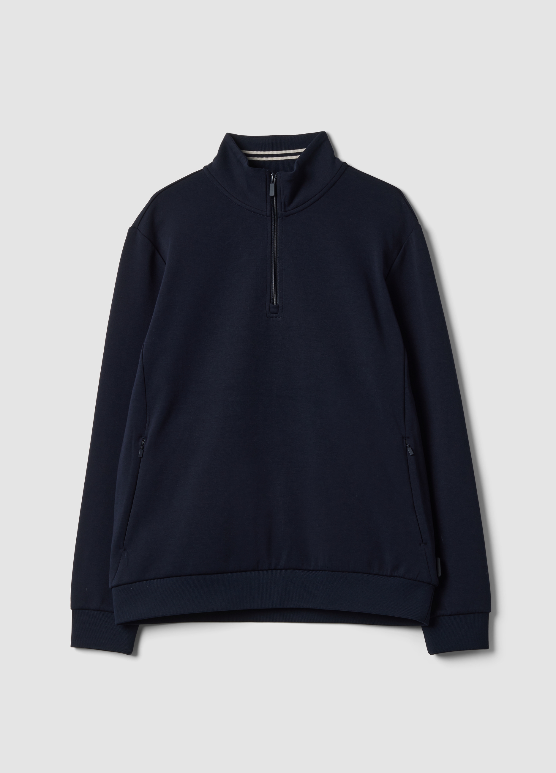 Piombo Tech, Half-zip Blu In Cotone Elasticizzato Traspirante 2 Way Stretch, Uomo, Blu, Taglia: S