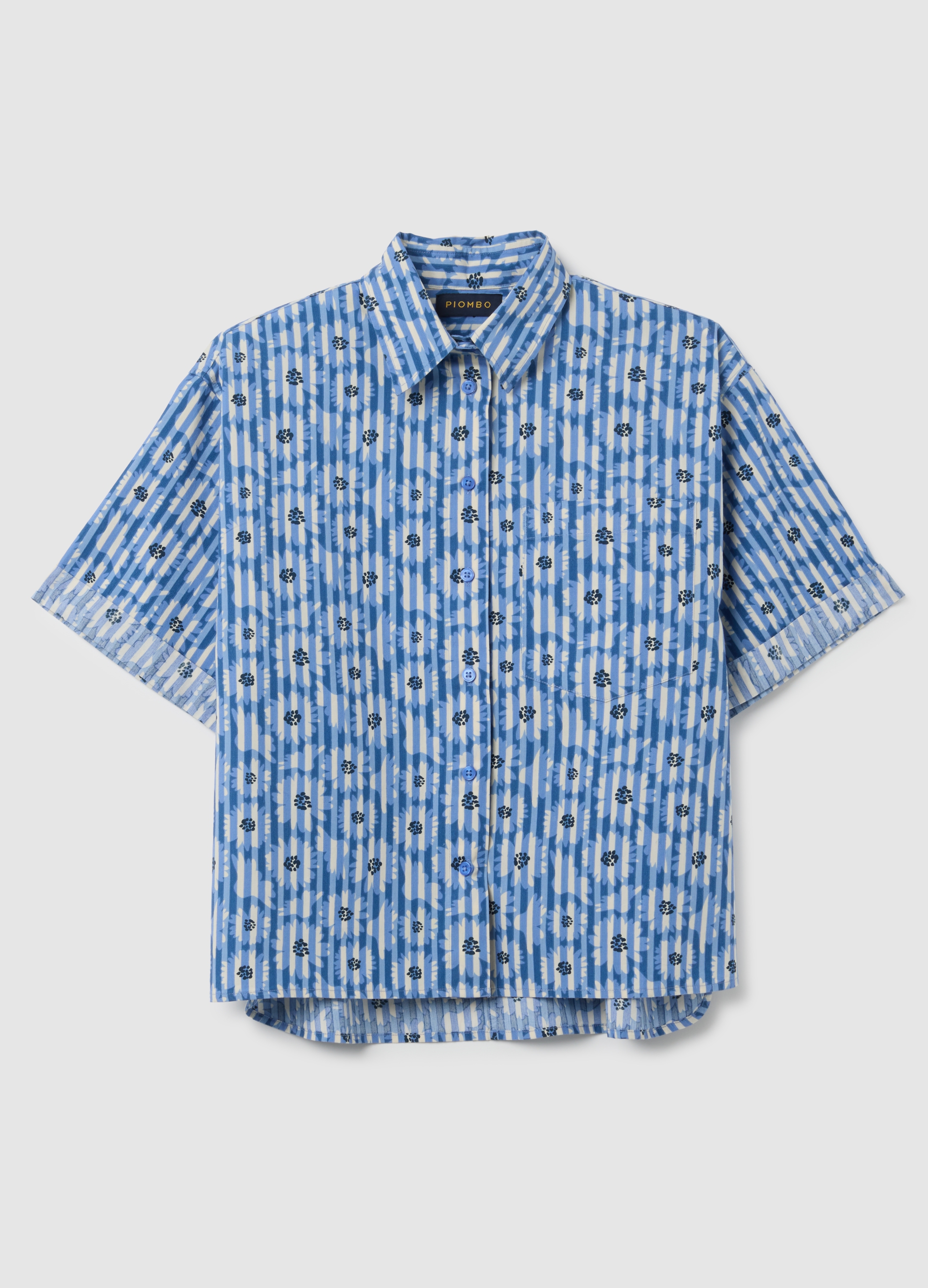 Camisa Multicolor Oversize De Rayas De Algodón Puro, Mujer, Azul/Blanco, Talla: 34