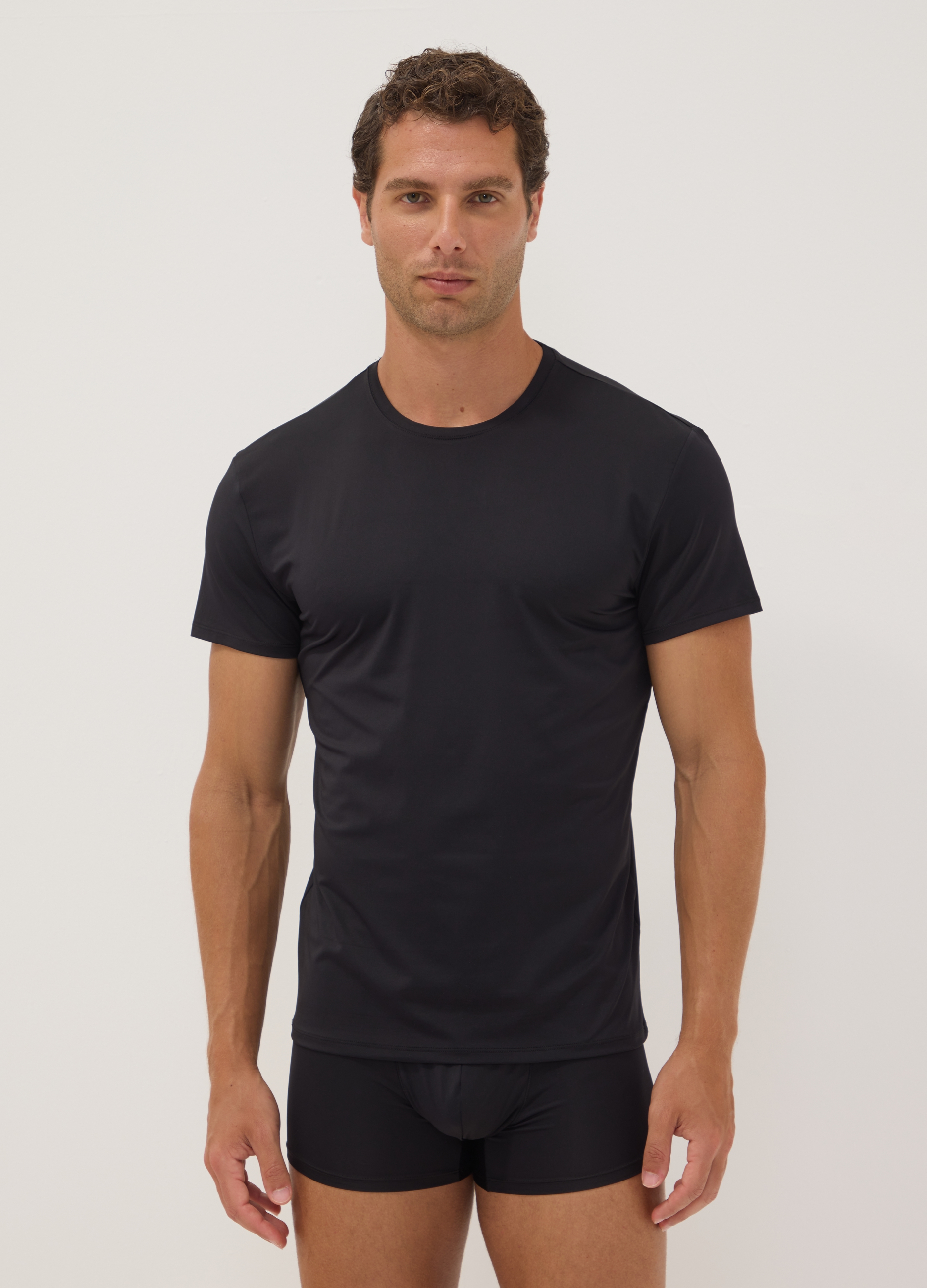 OVS, Bipack Di T-shirt Nere In Microfibra Elasticizzato Regular Fit, Uomo, Nero, Taglia: L