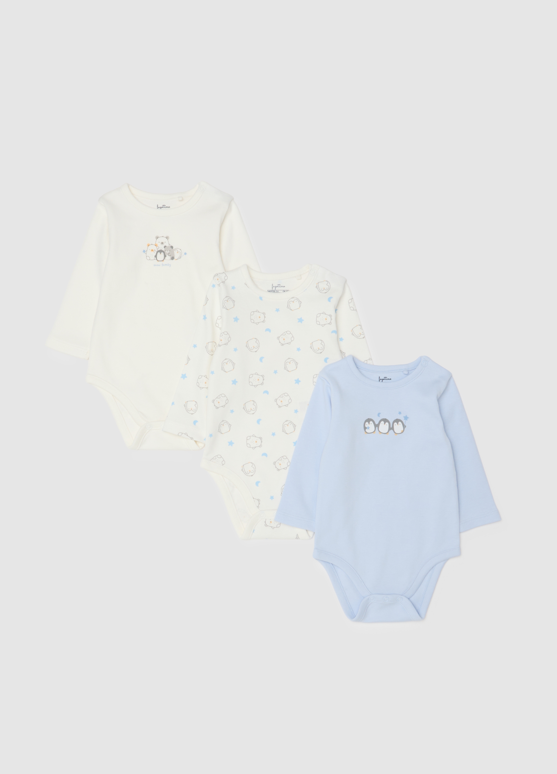 FAGOTTINO, Tripack Body Multicolor Da Neonato In Puro Cotone Con Stampe, Multicolor, Taglia: 6-9