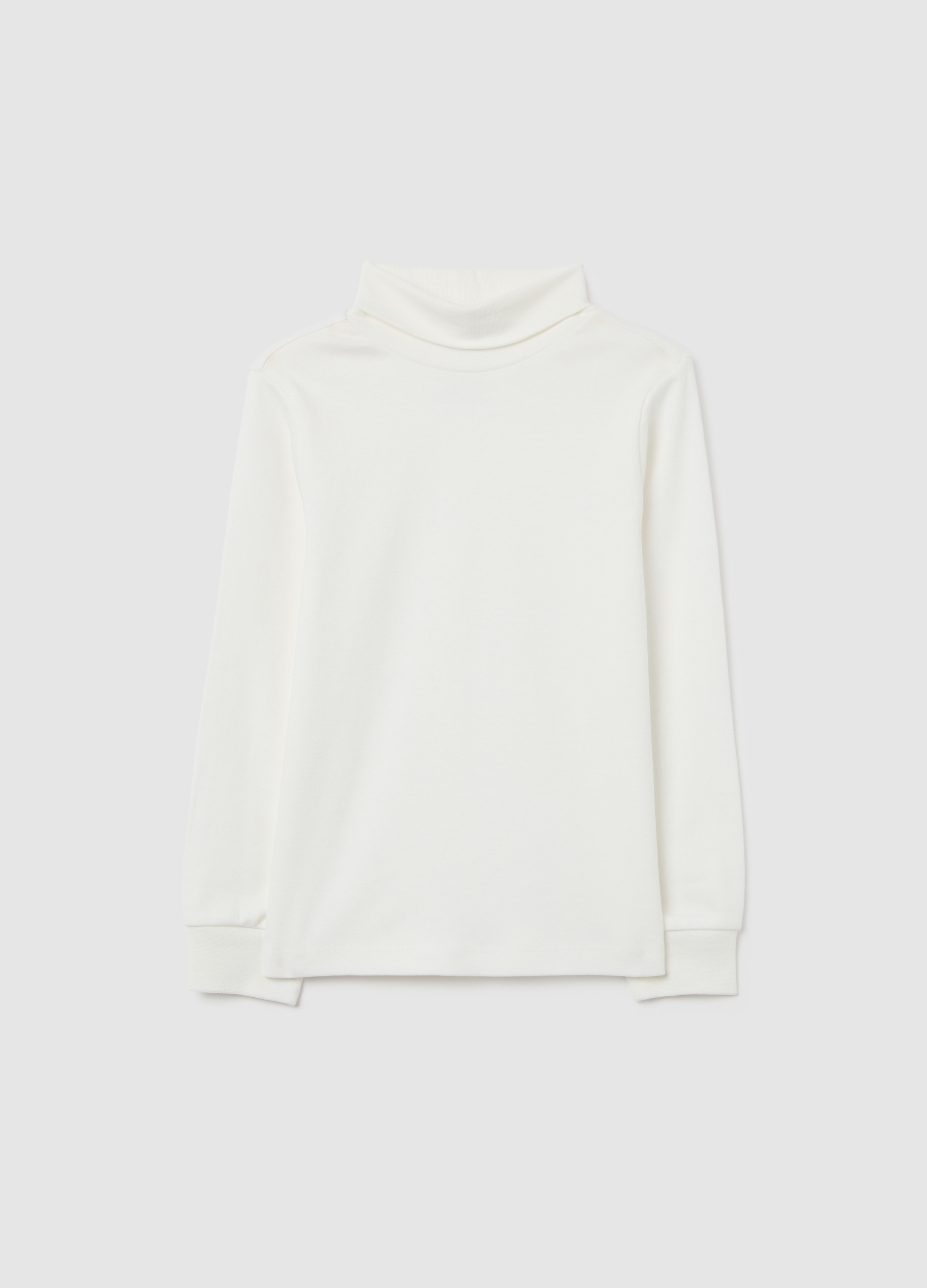 OVS KIDS, Jersey De Cuello Alto Blanco Para Niños En Algodón Puro Ajuste Regular, Niño, Blanco óptico, Talla: 9-10