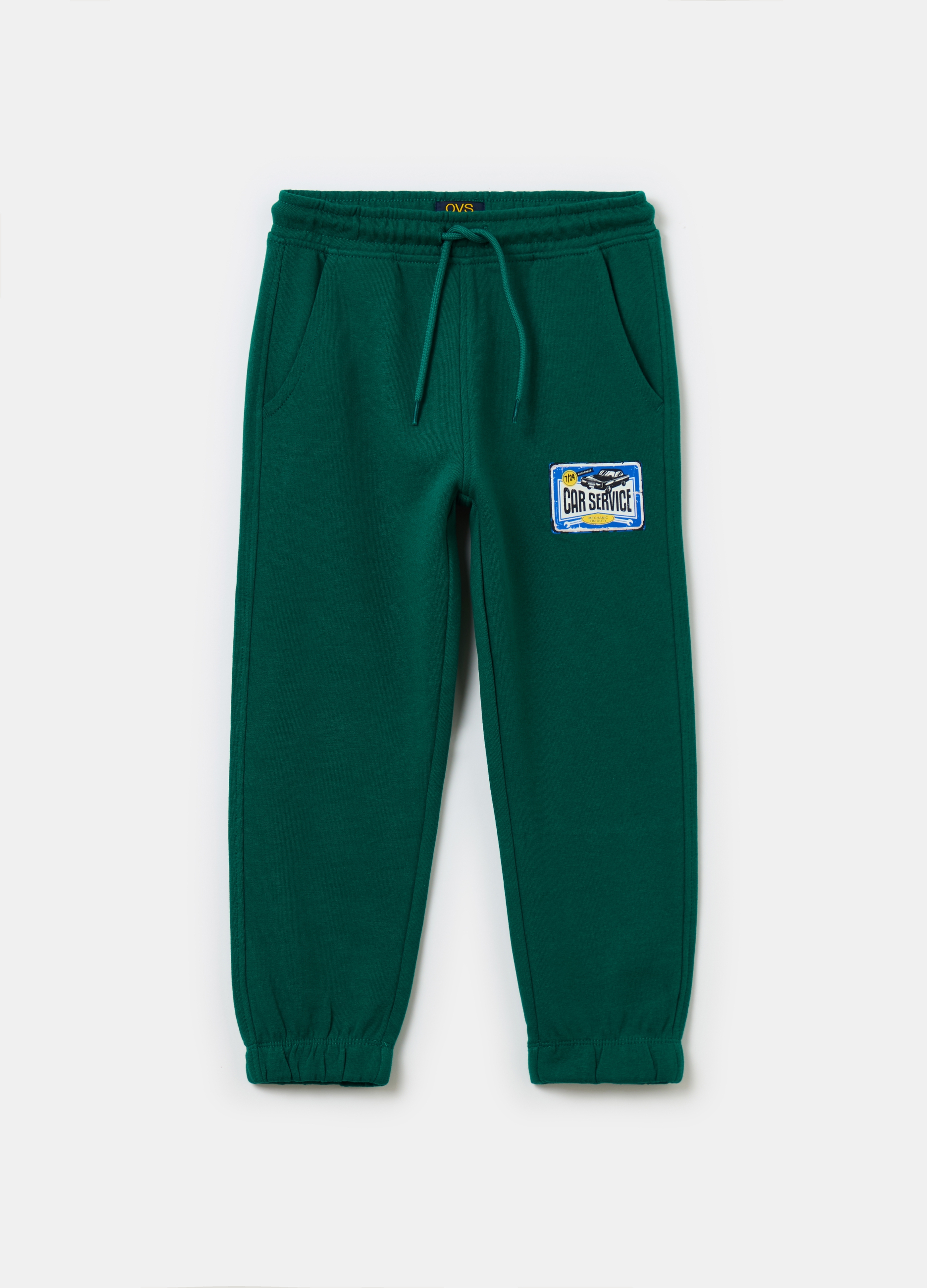 OVS, Joggers In Cotone Con Coulisse E Stampa, Bambino, Verde, Taglia: 3-4