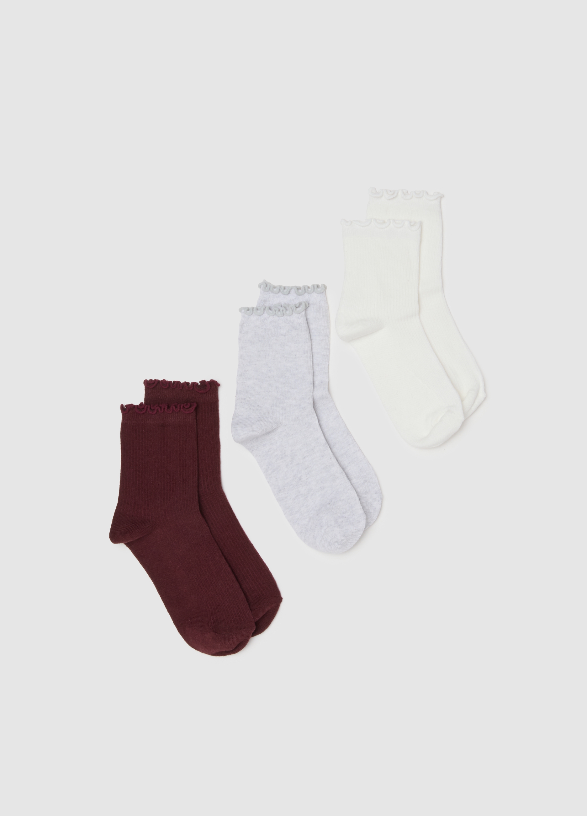 OVS, Tripack Di Calzini In Cotone Multicolor Elasticizzati, Frau, Braun/Grau, Größe: 36-38