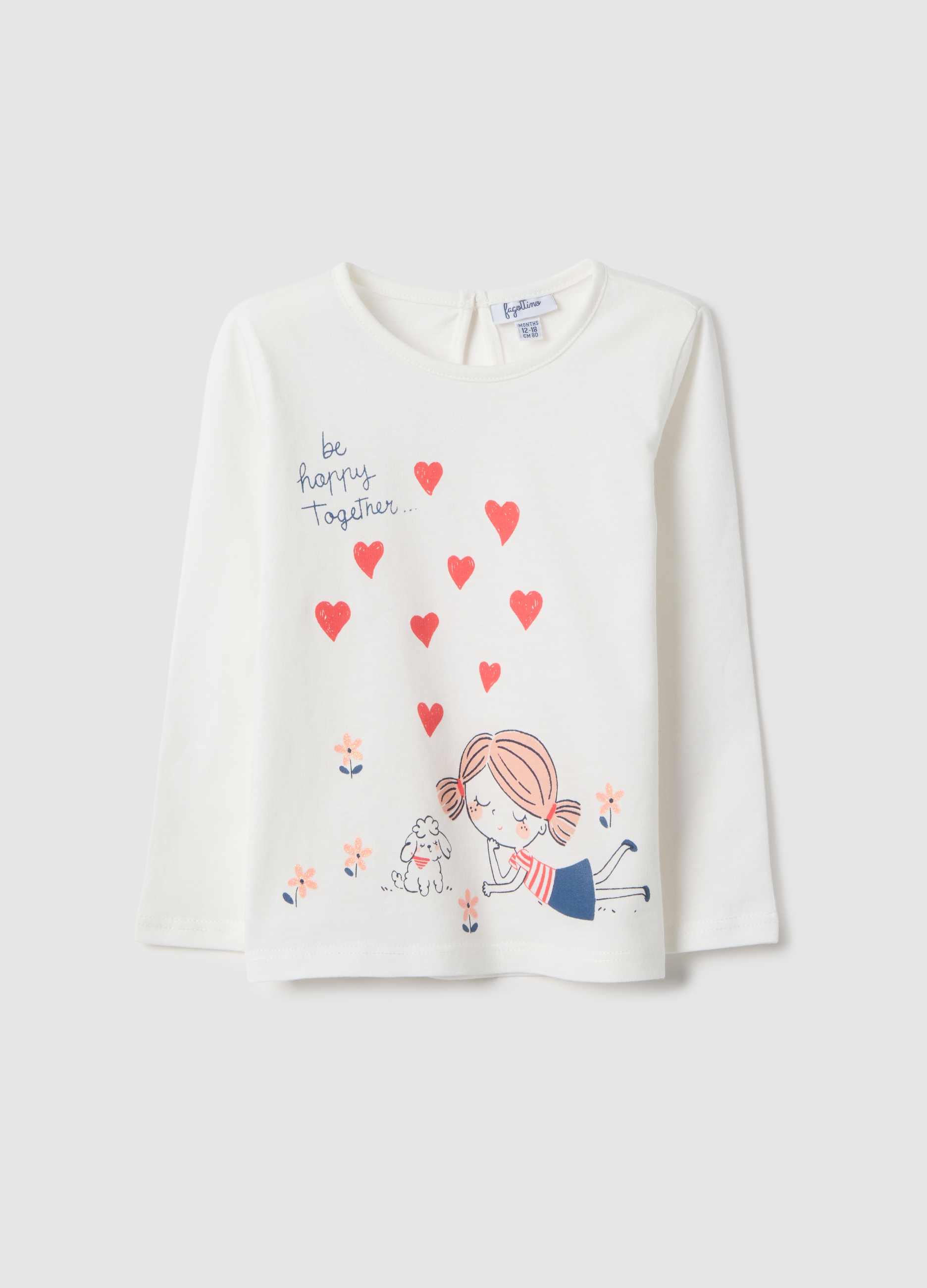 FAGOTTINO, Maglietta In Puro Cotone Bianca Regular Fit Per Bimbe, Bambina, Bianco, Taglia: 12-18