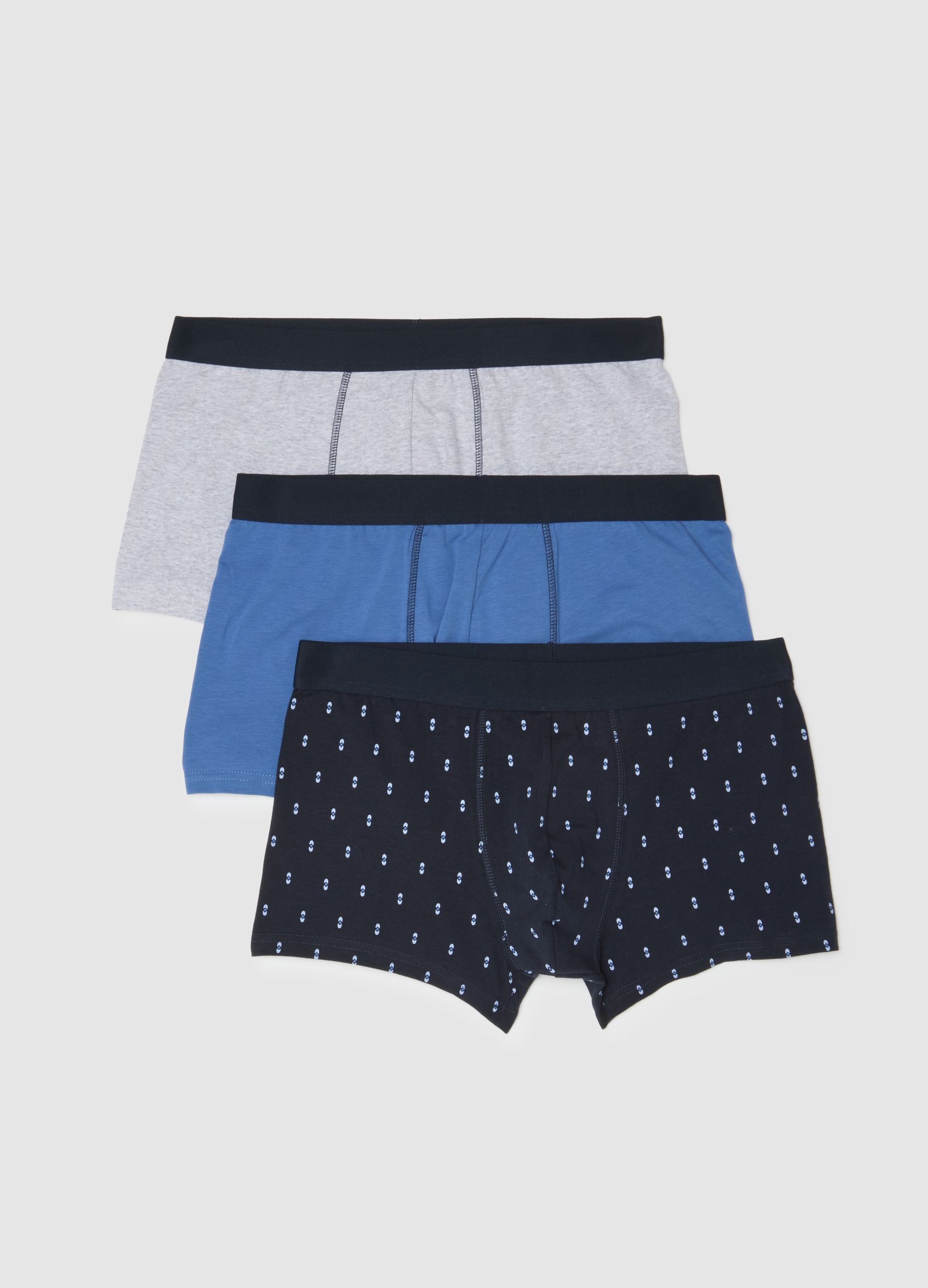Conjunto De Bóxers Tripack De Algodón Elástico Multicolor Ajuste Regular, Hombre, Azul/gris, Talla: S
