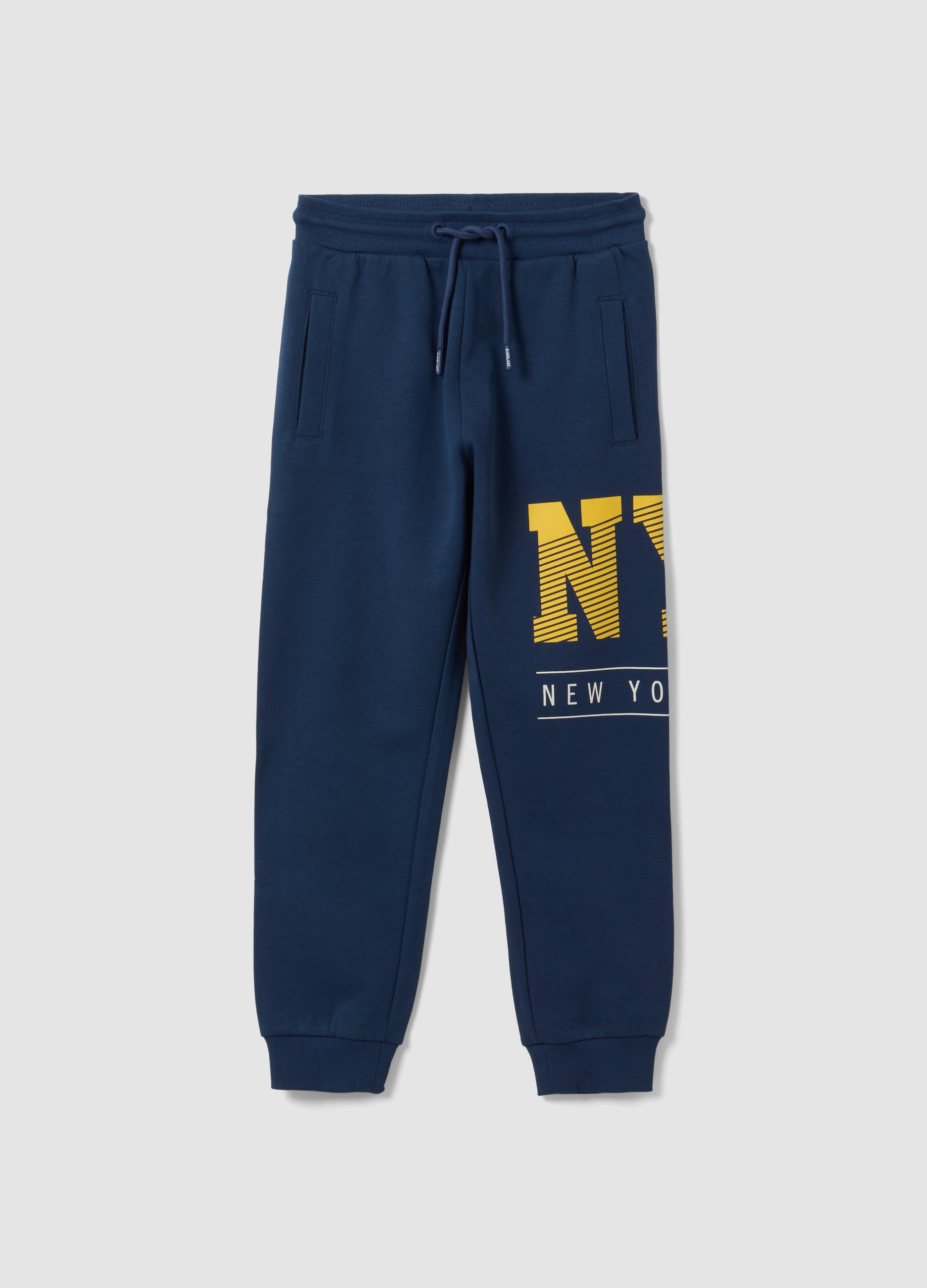 EVERLAST, Pantaloni Sportivi Blu In Puro Cotone Con Stampa A Contrasto Per Bambino, Blu, Taglia: 6-7