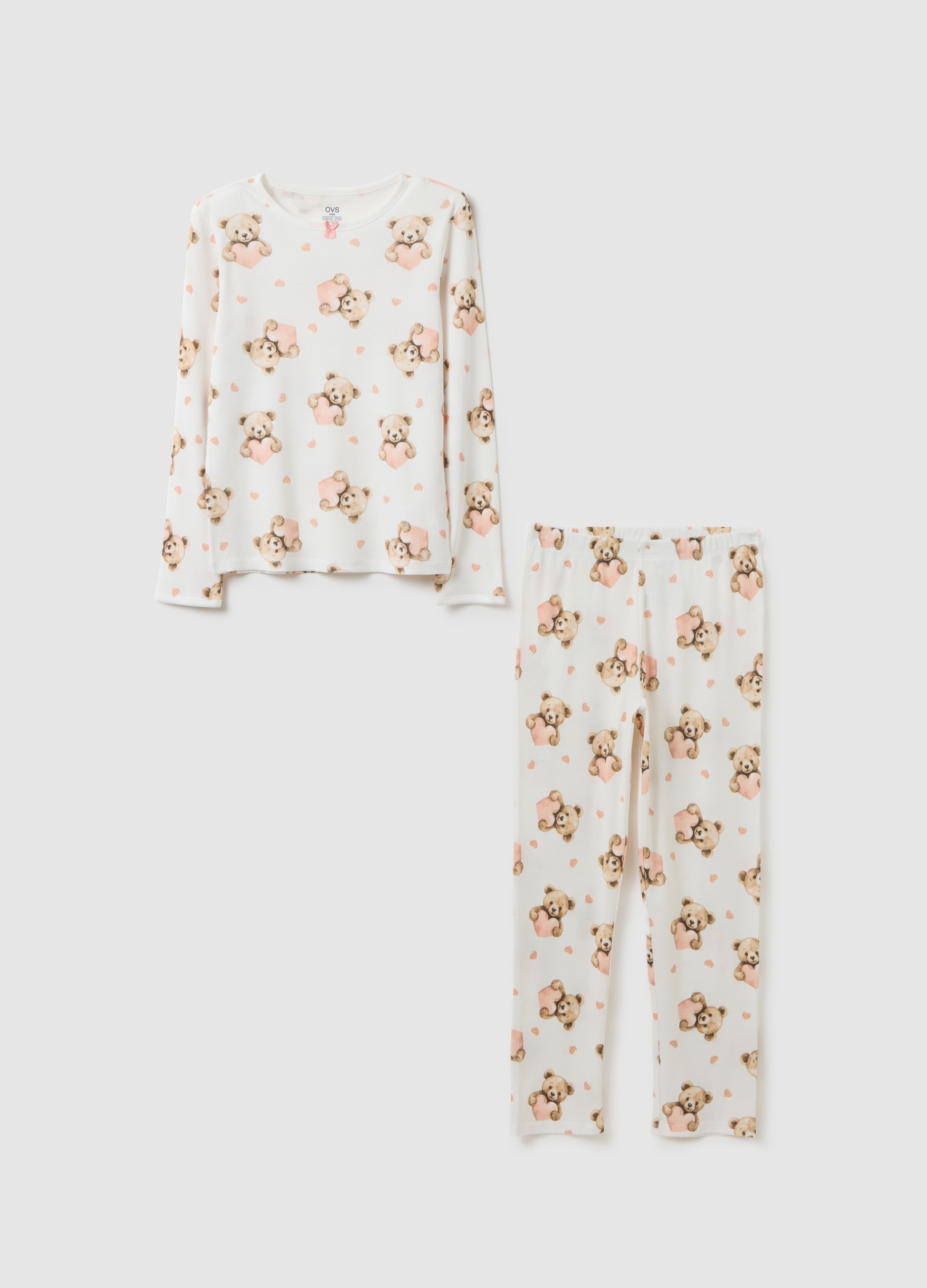 OVS, Pigiama Da Bambina In Puro Cotone Bianco Regular Fit, Mädchen, Weiches Weiß, Größe: 3-4