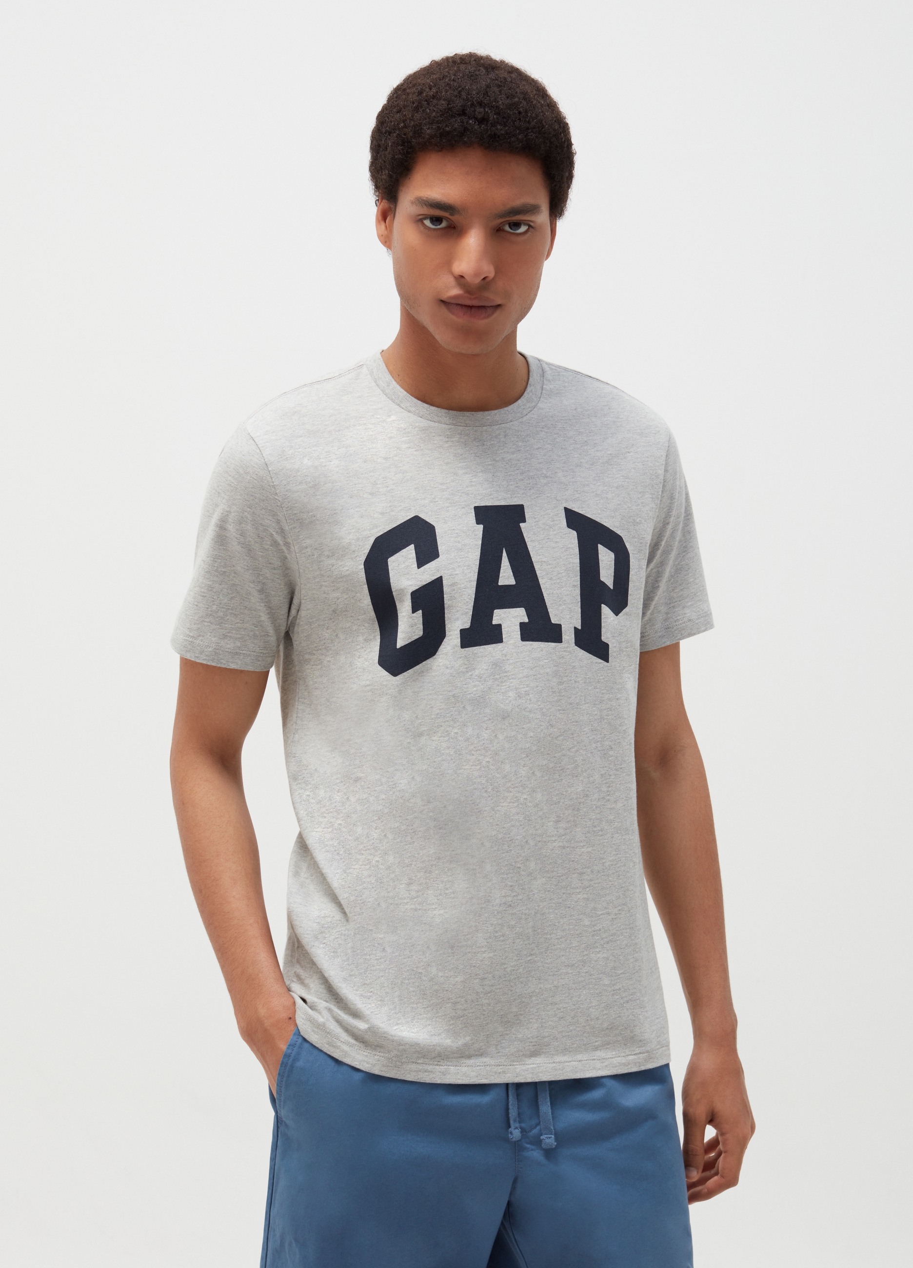 GAP, T-shirt Girocollo Con Stampa Logo, Uomo, Grigio, Taglia: S