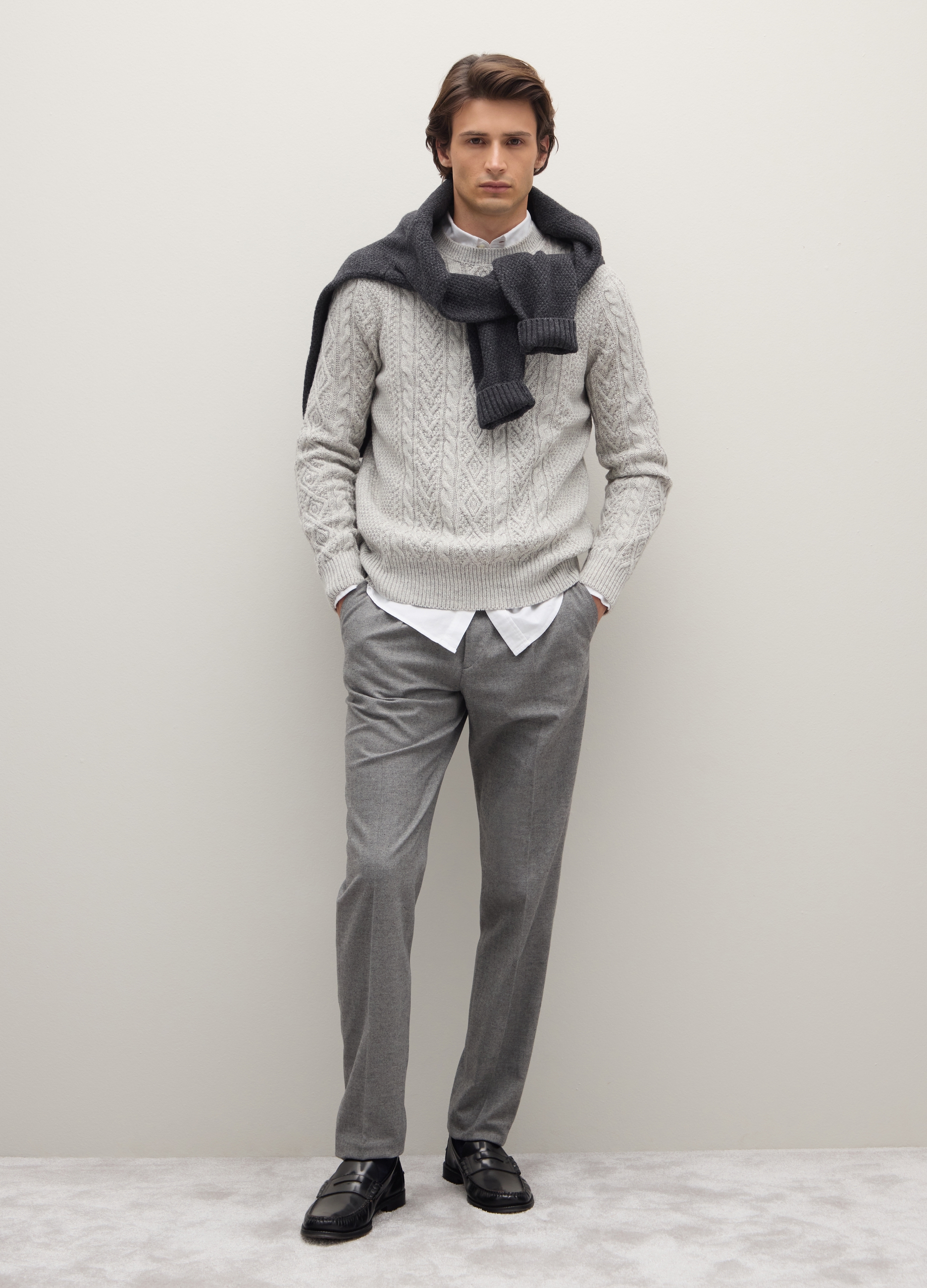 PIOMBO, Pantaloni Grigi In Misto Cotone E Viscosa Slim Fit, Uomo, Grigio, Taglia: 48