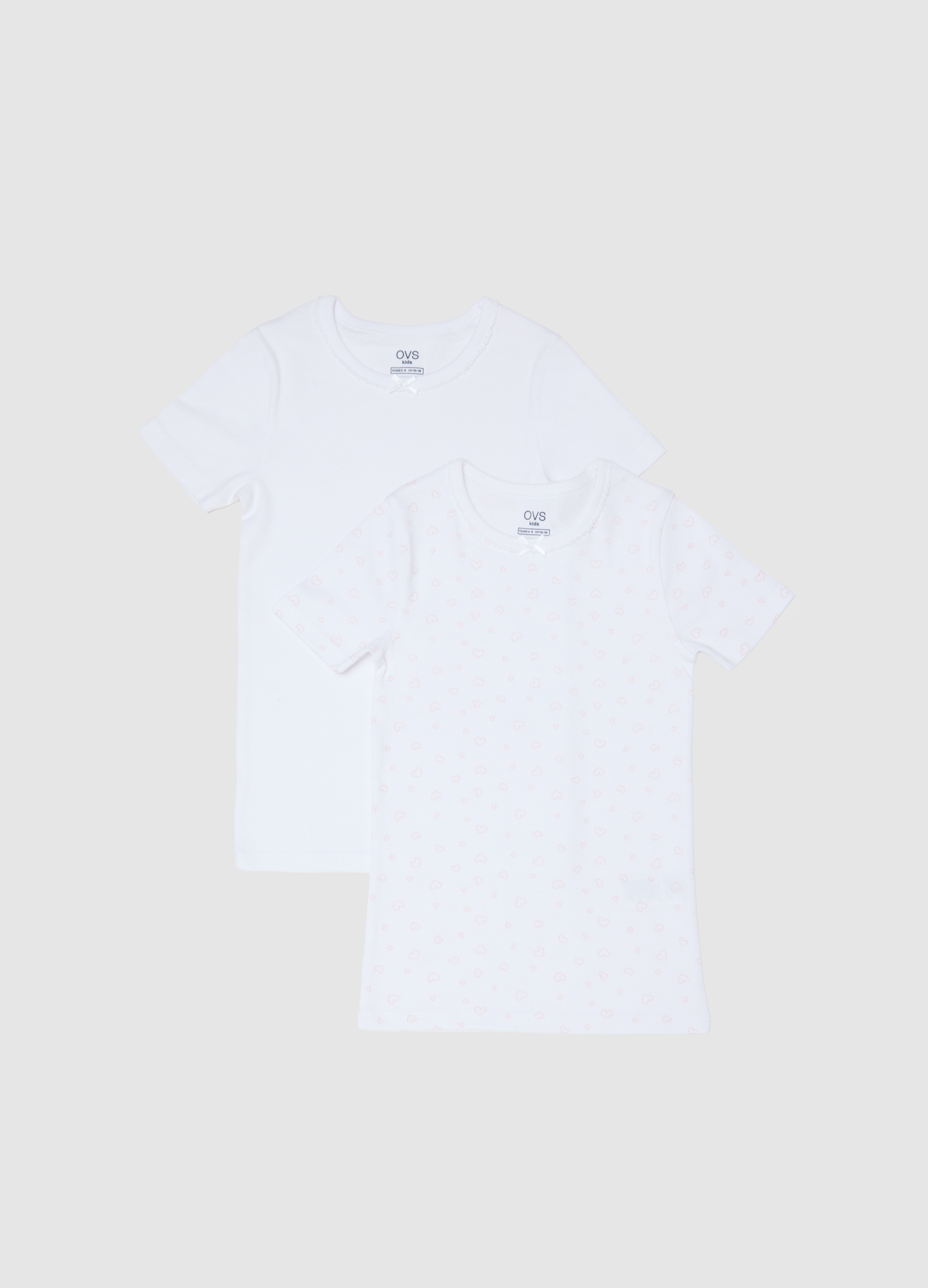 OVS KIDS, Bipack T-shirt Bianca A Maniche Corte In Cotone, Bambina, Bianco, Taglia: 7-8