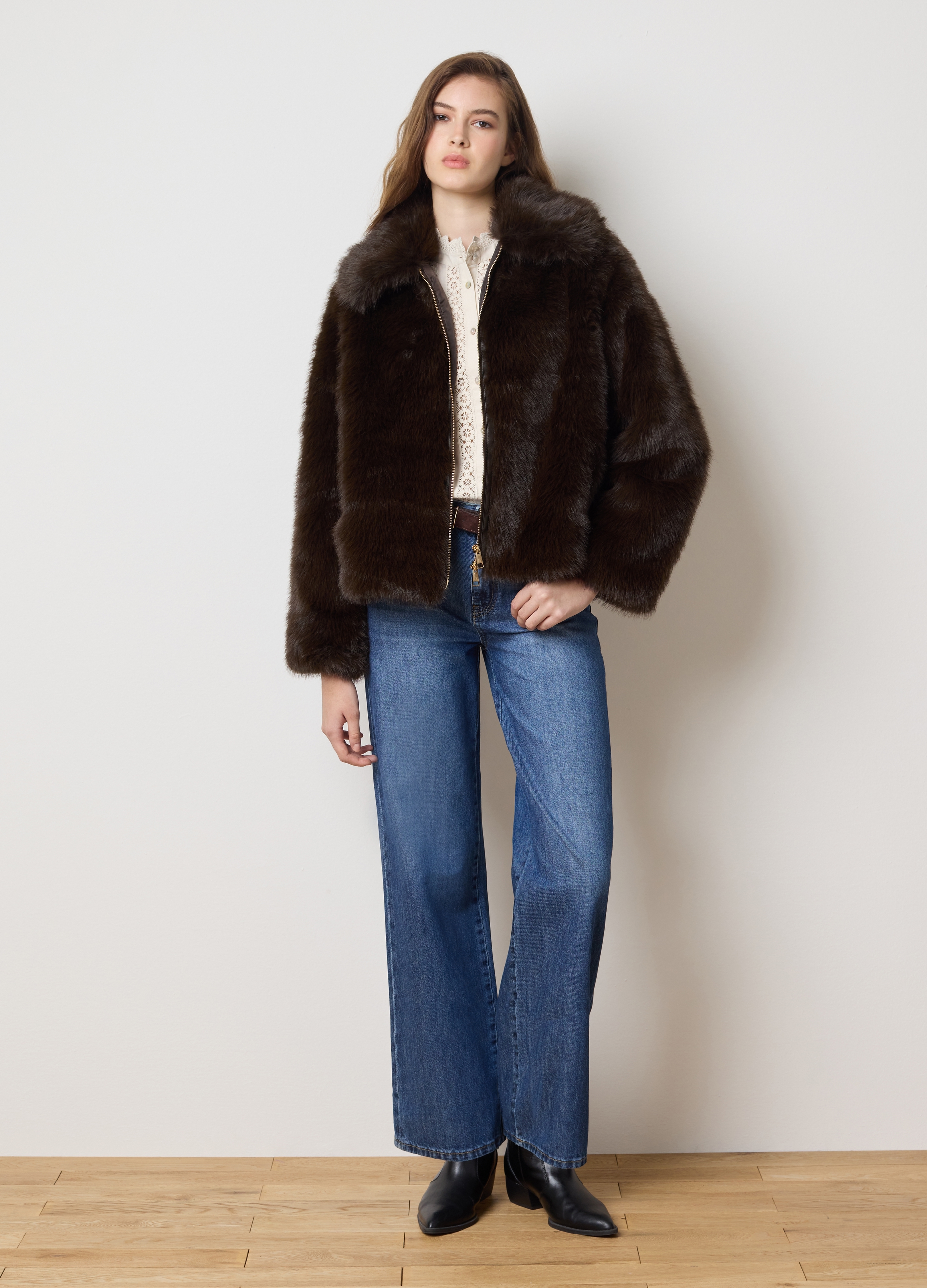 LES COPAINS, Giacca Foderata Marrone Regular Fit Con Zip, Donna, Marrone, Taglia: XS