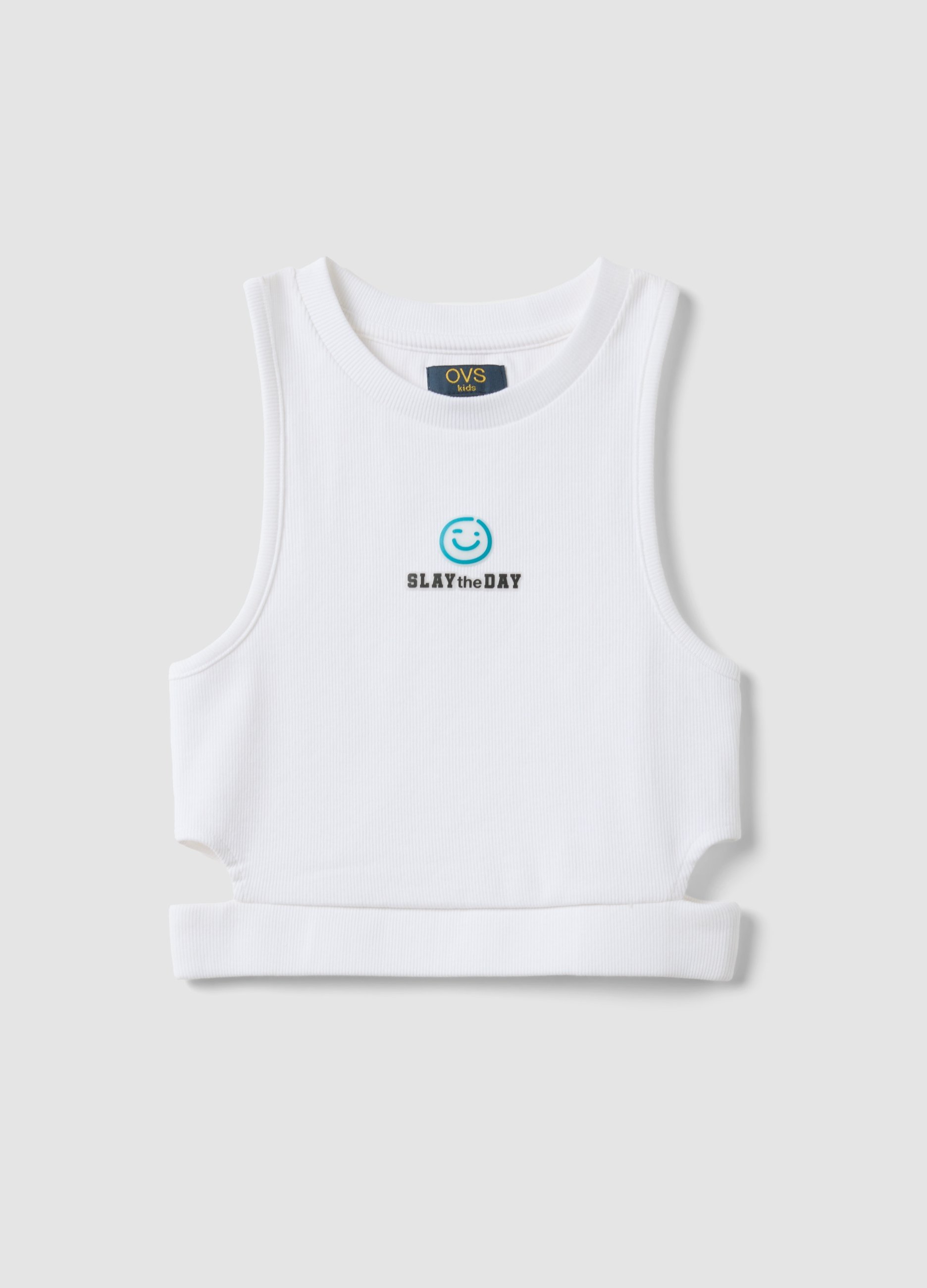 OVS KIDS, Camiseta De Tirantes Blanca Crop De Algodón Elástico, Niña, Blanco, Talla: 12-13