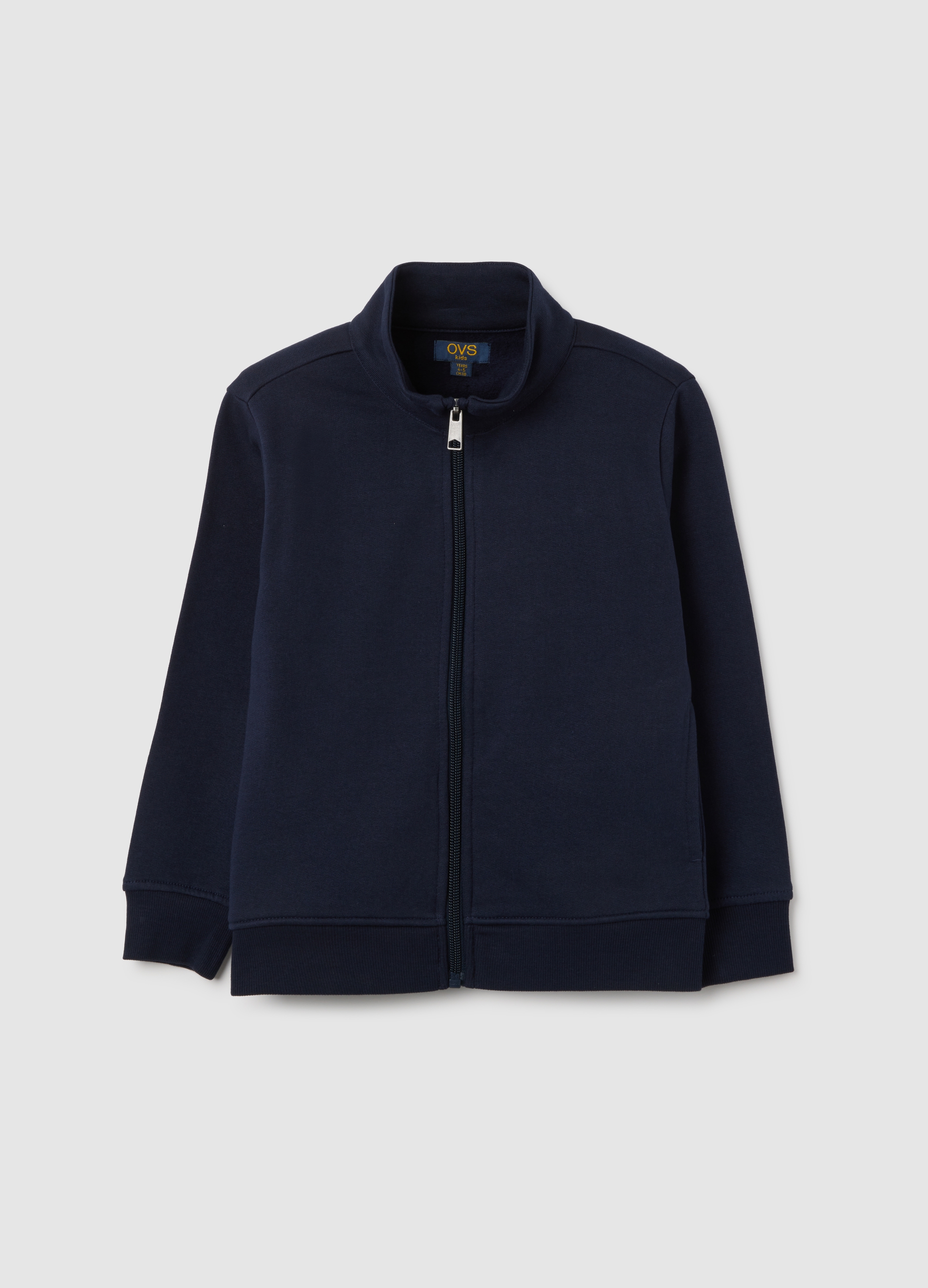 OVS KIDS, Felpa Da Bambino In Puro Cotone Blu Con Zip, Blu, Taglia: 9-10