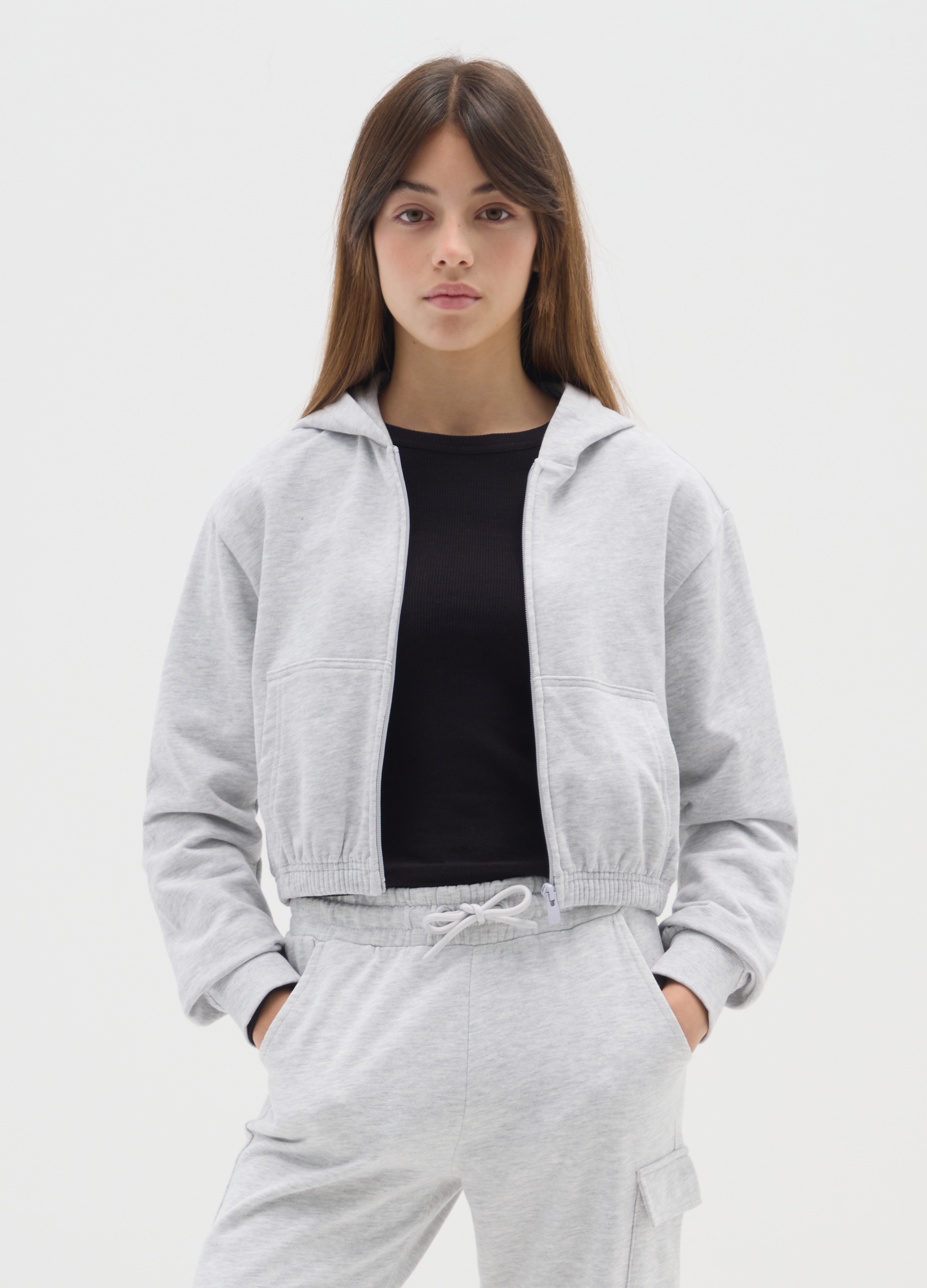 OVS KIDS, Felpa Marrone Da Ragazza In Misto Cotone Fitted Full Zip Con Cappuccio, Bambina, Marrone, Taglia: 12-13