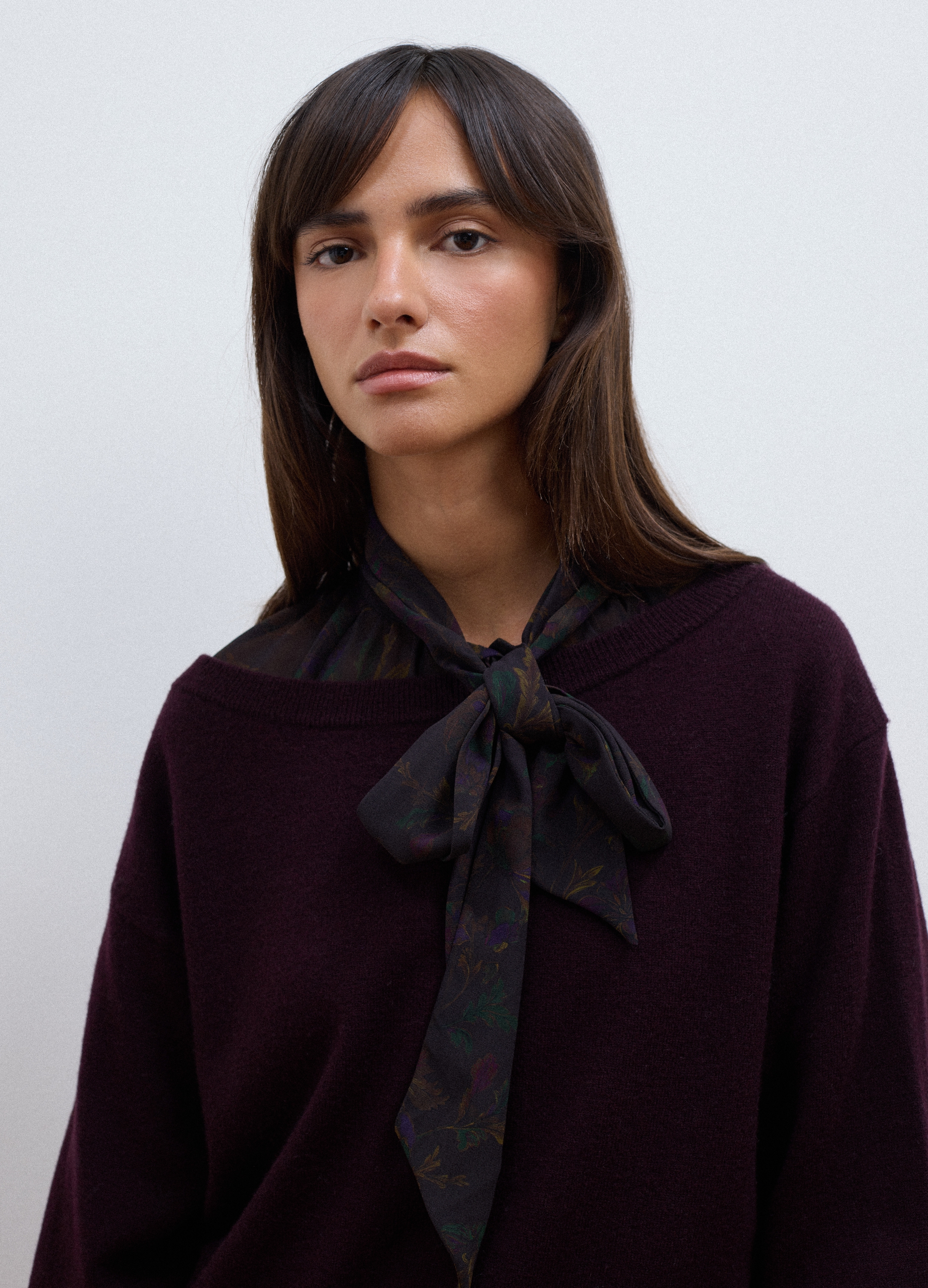 LES COPAINS, Maglia Viola In Pura Lana Con Scollo A Barchetta, Donna, Viola, Taglia: L
