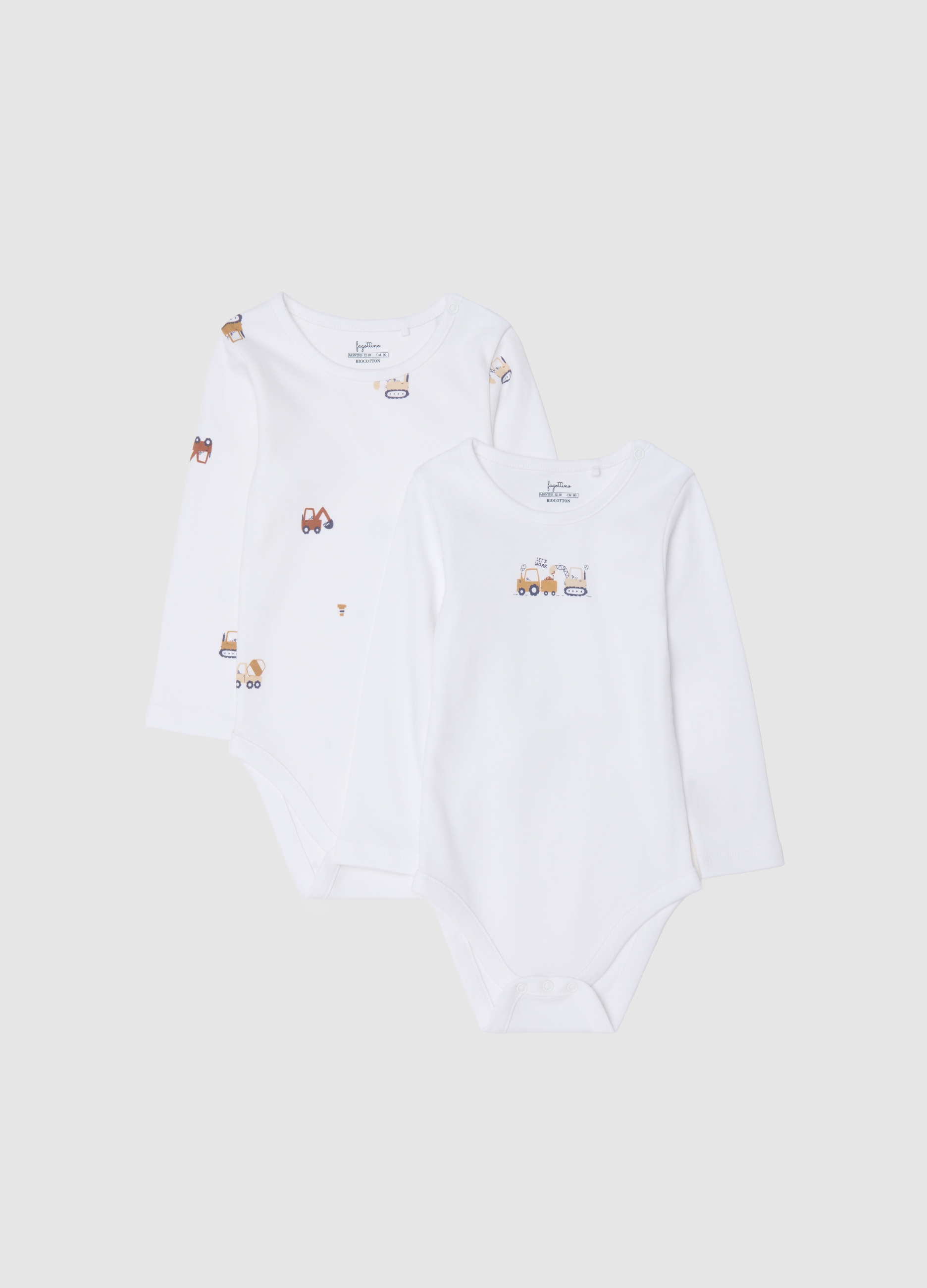 FAGOTTINO, Bipack Body Da Neonata In Puro Cotone Bianco, Bambino, Bianco, Taglia: 9-12