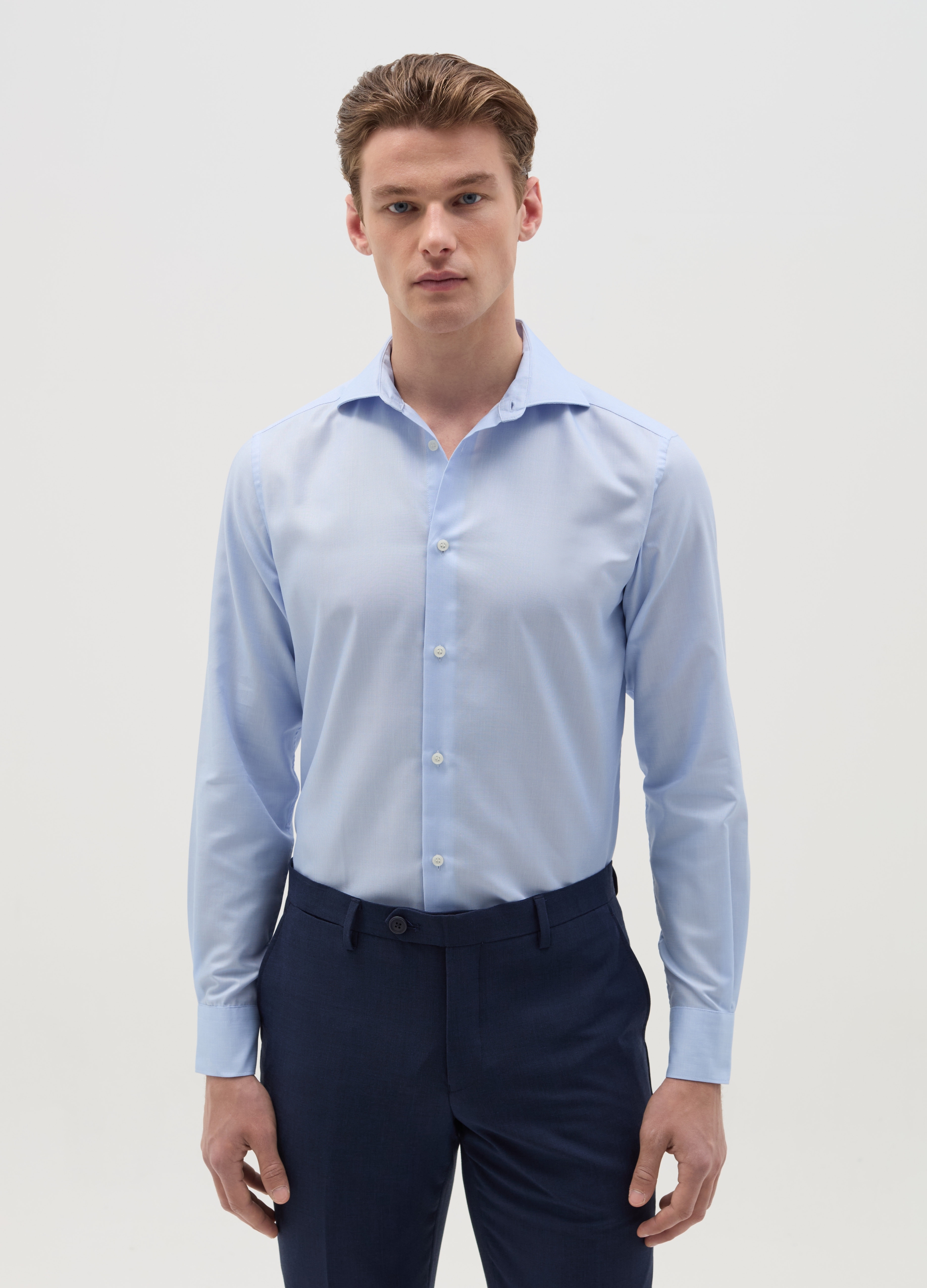 OVS , Camicia Slim Fit Easy Iron, Uomo, Azzurro, Taglia: 38