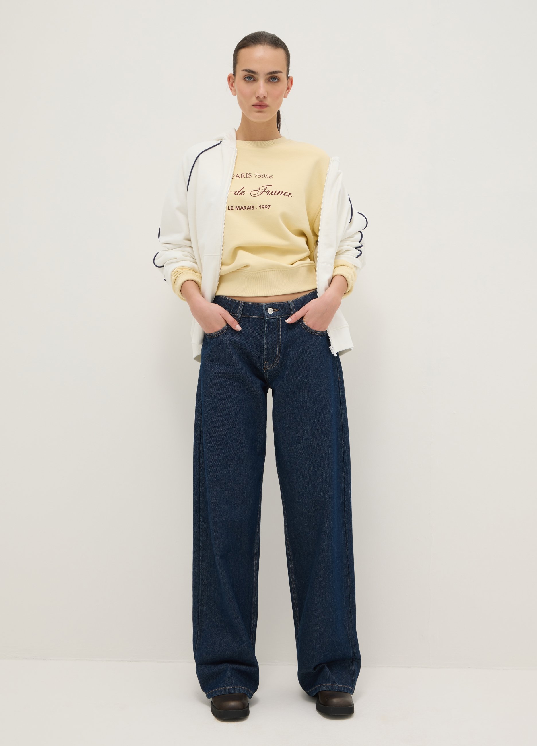 B.ANGEL, Jeans In Puro Cotone Blu Boyfriend Fit, Donna, Blu, Taglia: 36