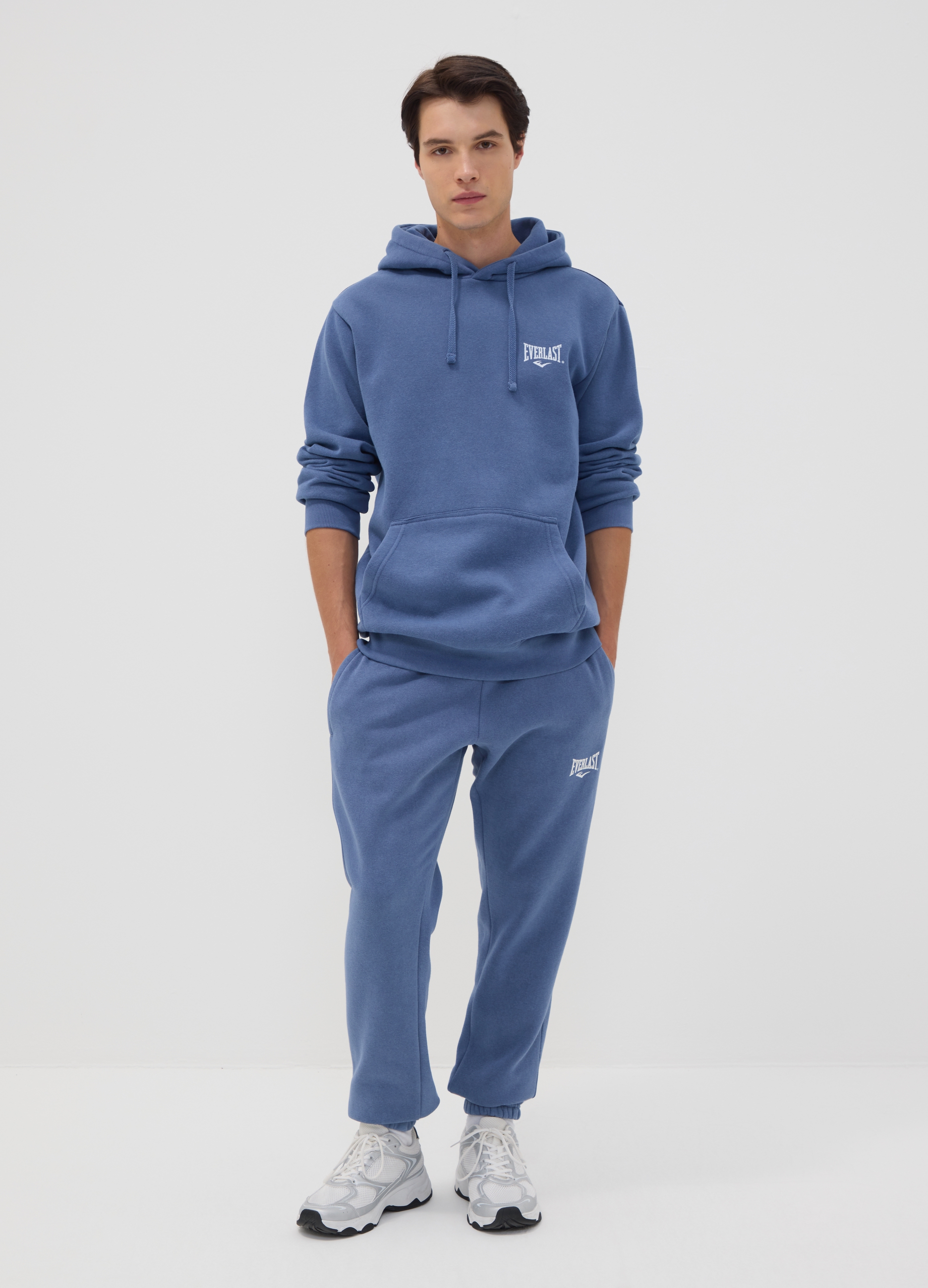 EVERLAST, Pantaloni Jogger Blu In Misto Cotone Con Logo, Unisex, Blu, Taglia: S