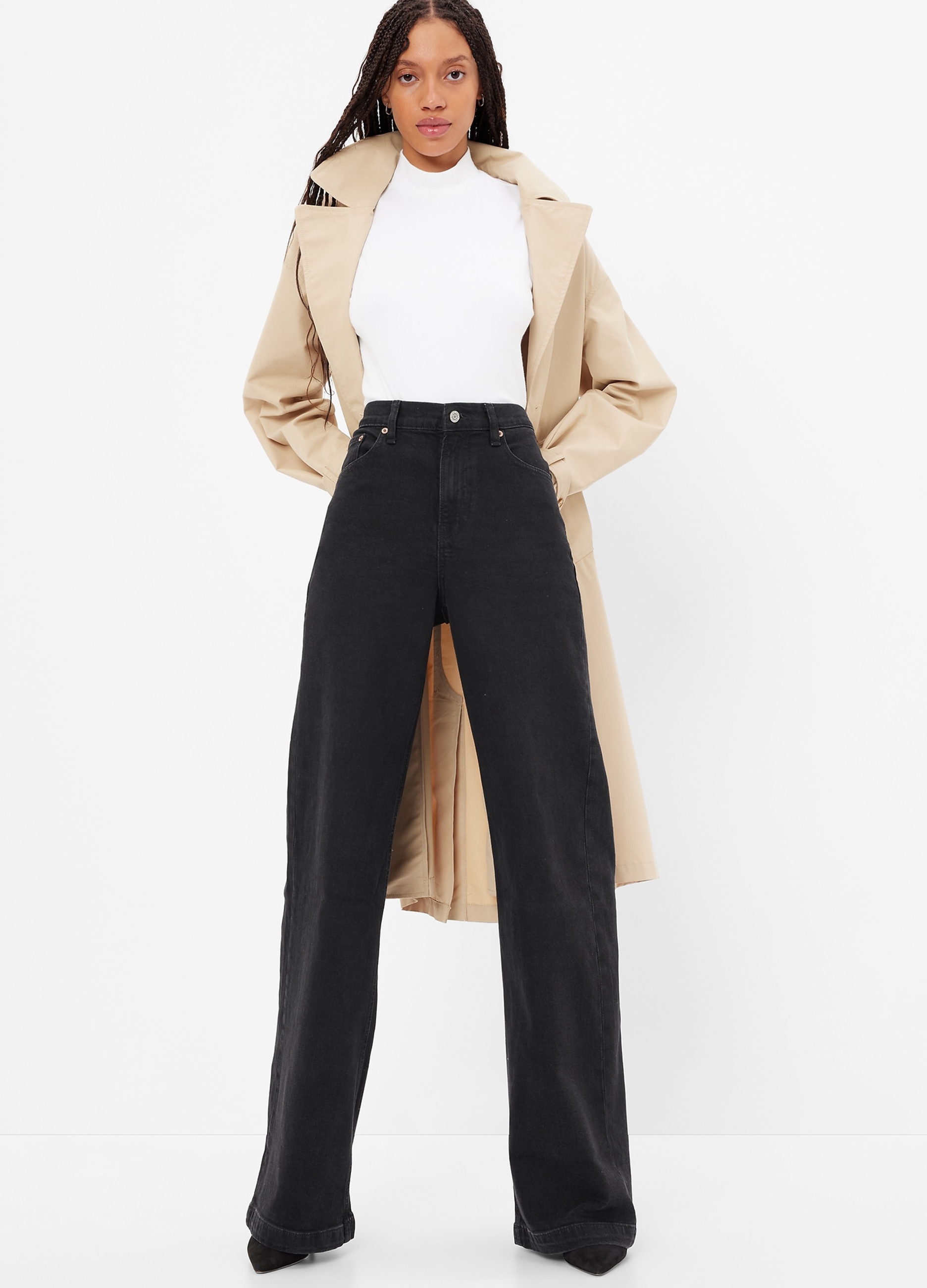 GAP, Jeans Wide Leg A Vita Alta, Donna, Nero, Taglia: 36 REGULAR