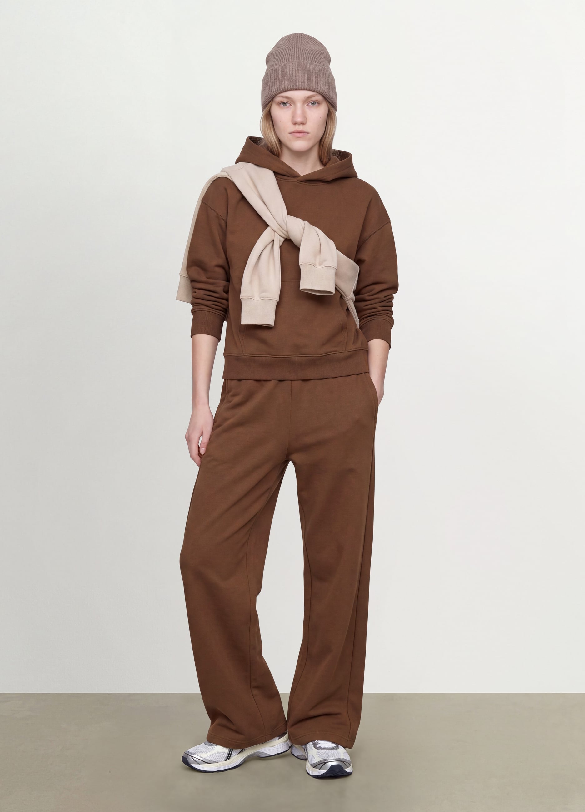 OVS, Pantaloni Jogger Marroni In Misto Cotone Straight Fit, Donna, Marrone, Taglia: S