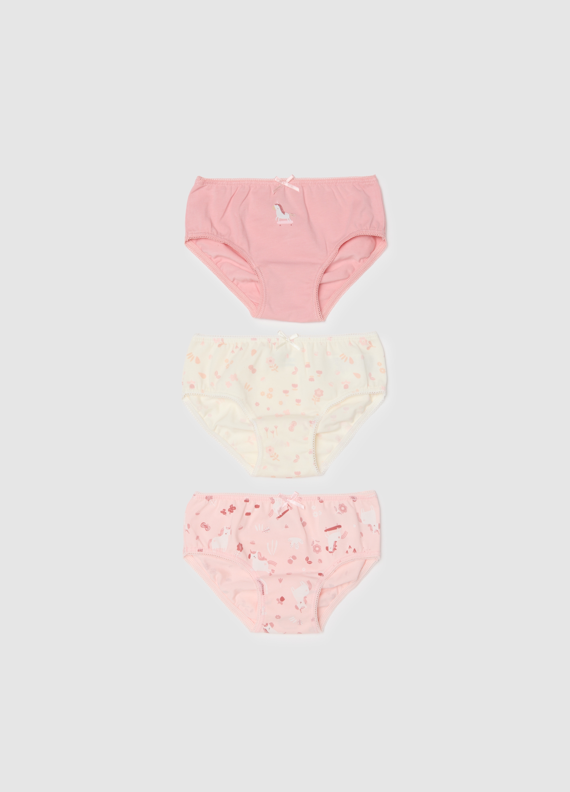 FAGOTTINO, Tripack Mutandine Multicolor Da Neonata In Misto Cotone Regular Fit, Bambina, Multicolor, Taglia: 18-24