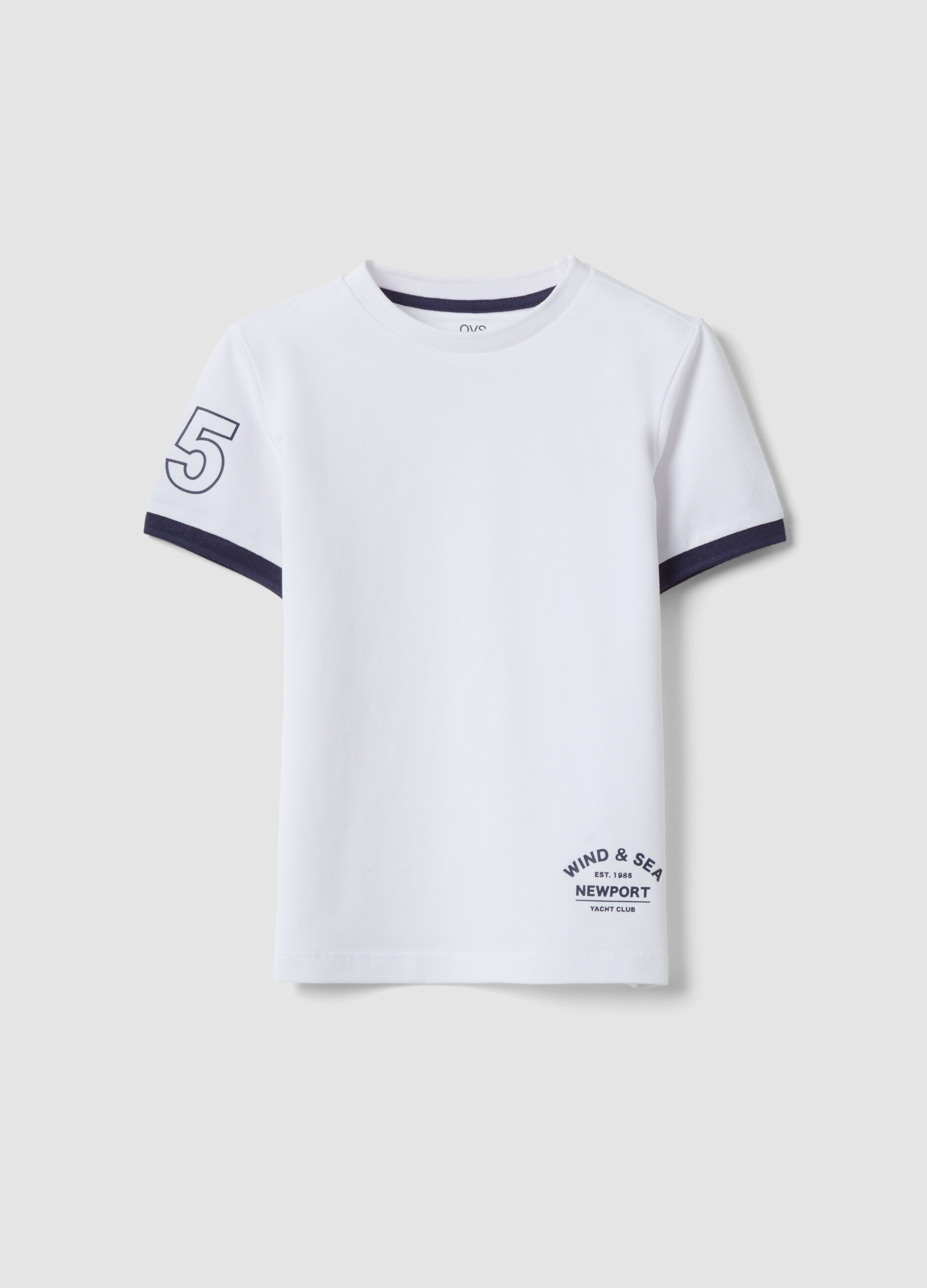 OVS KIDS, T-shirt Bianca In Puro Cotone Organico Da Bambino Con Stampa, Niño, Blanco óptico, Talla: 5-6