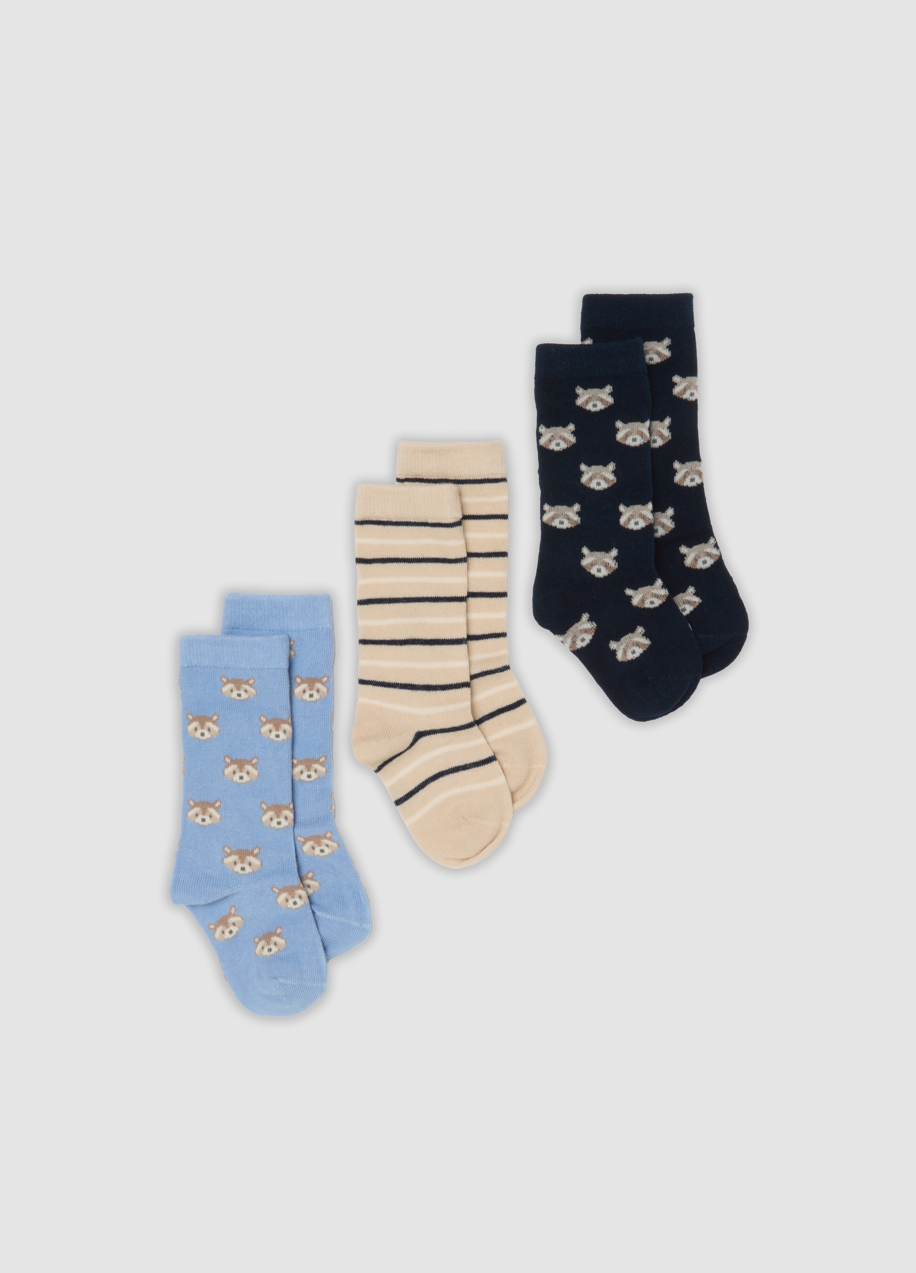 FAGOTTINO, Tripack Di Calze Azzurre In Cotone Organico Elasticizzato, Bambino, Beige, Taglia: 12-18