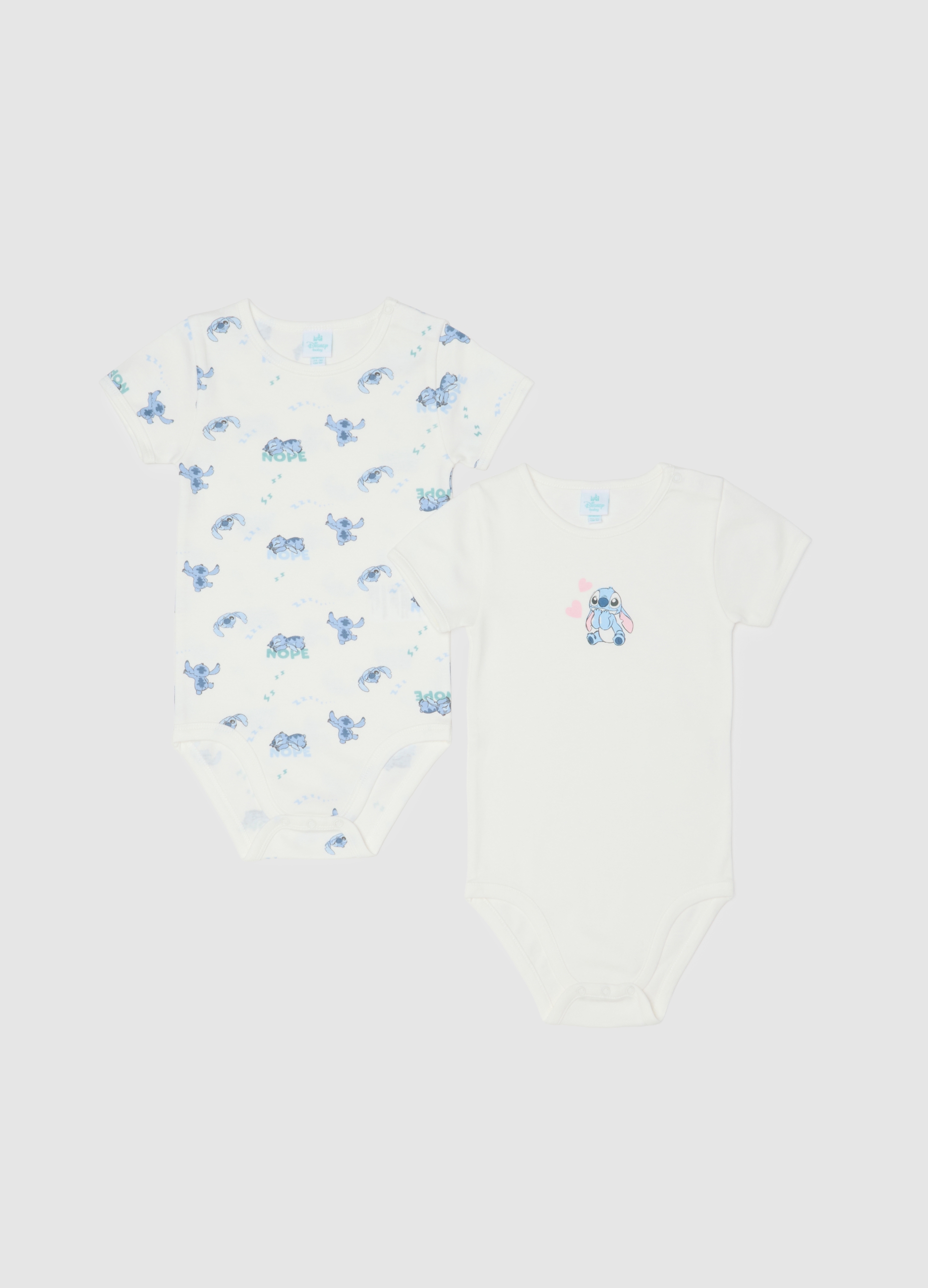 FAGOTTINO, Pack De Dos Bodis Para Bebé En Algodón Blanco Puro Con Mangas Cortas, Niña, Blanco hielo, Talla: 30-36