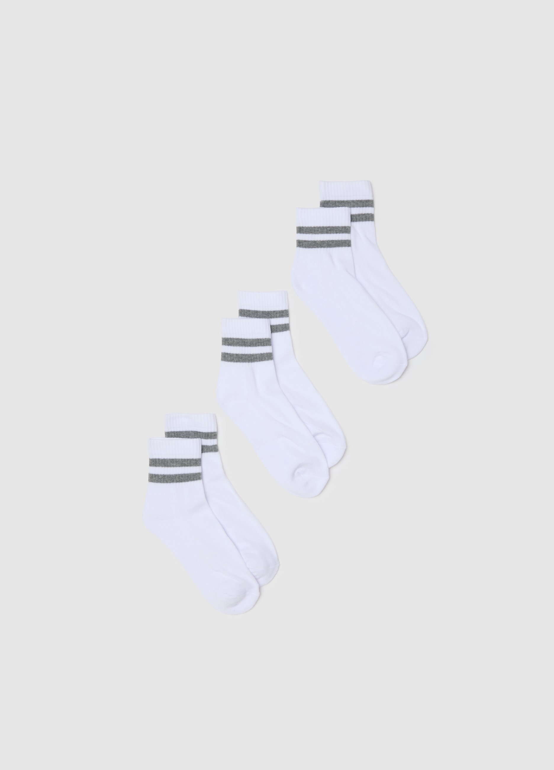 OVS, Tripack Calzini In Misto Cotone A Righe Multicolor Regular Fit, Uomo, Multicolor, Taglia: 38-42