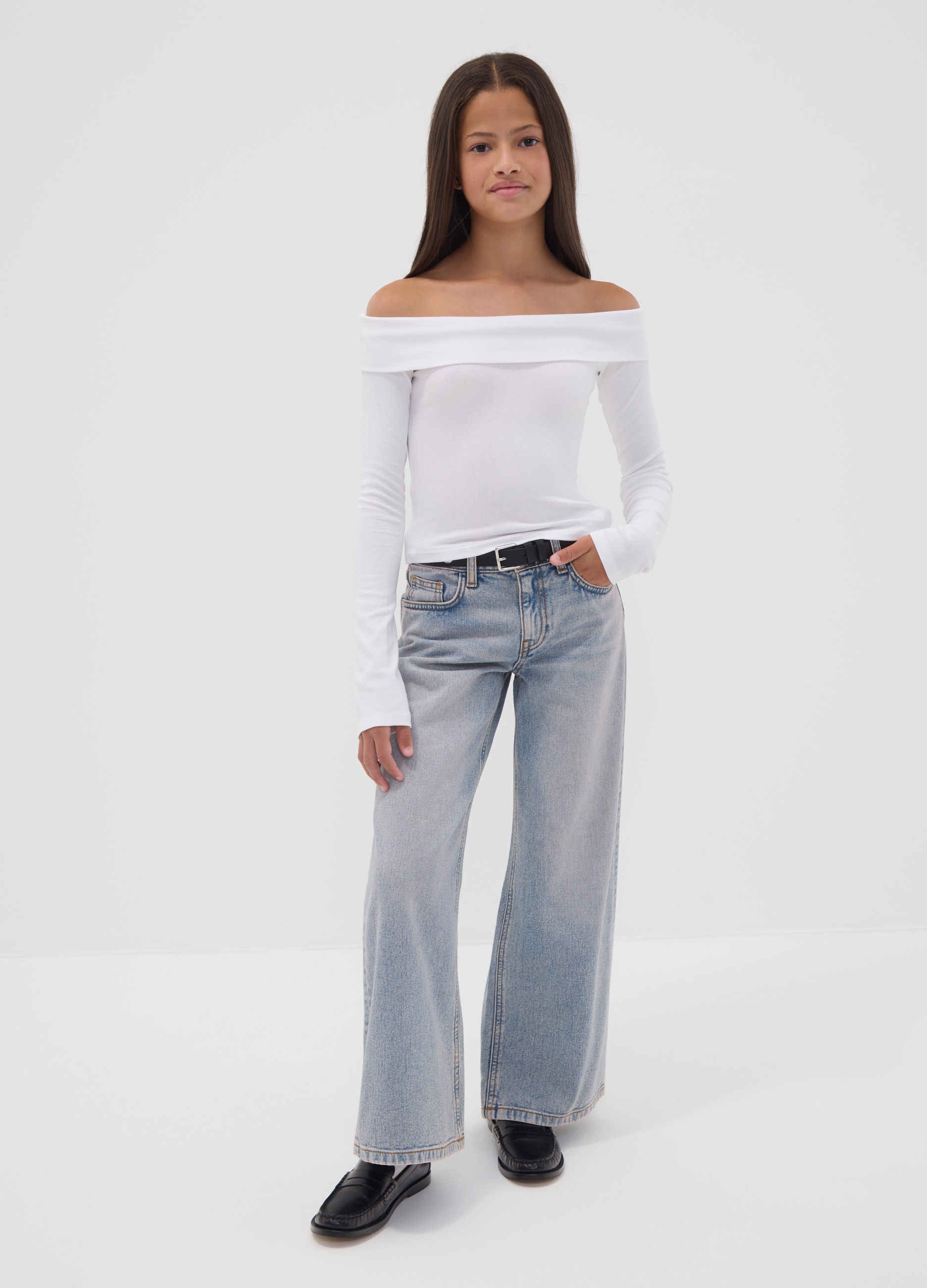 REPUBLIC OF DENIM, Jeans Denim Azzurri Wide Leg In Puro Cotone Per Ragazza, Bambina, Azzurro, Taglia: 10-11