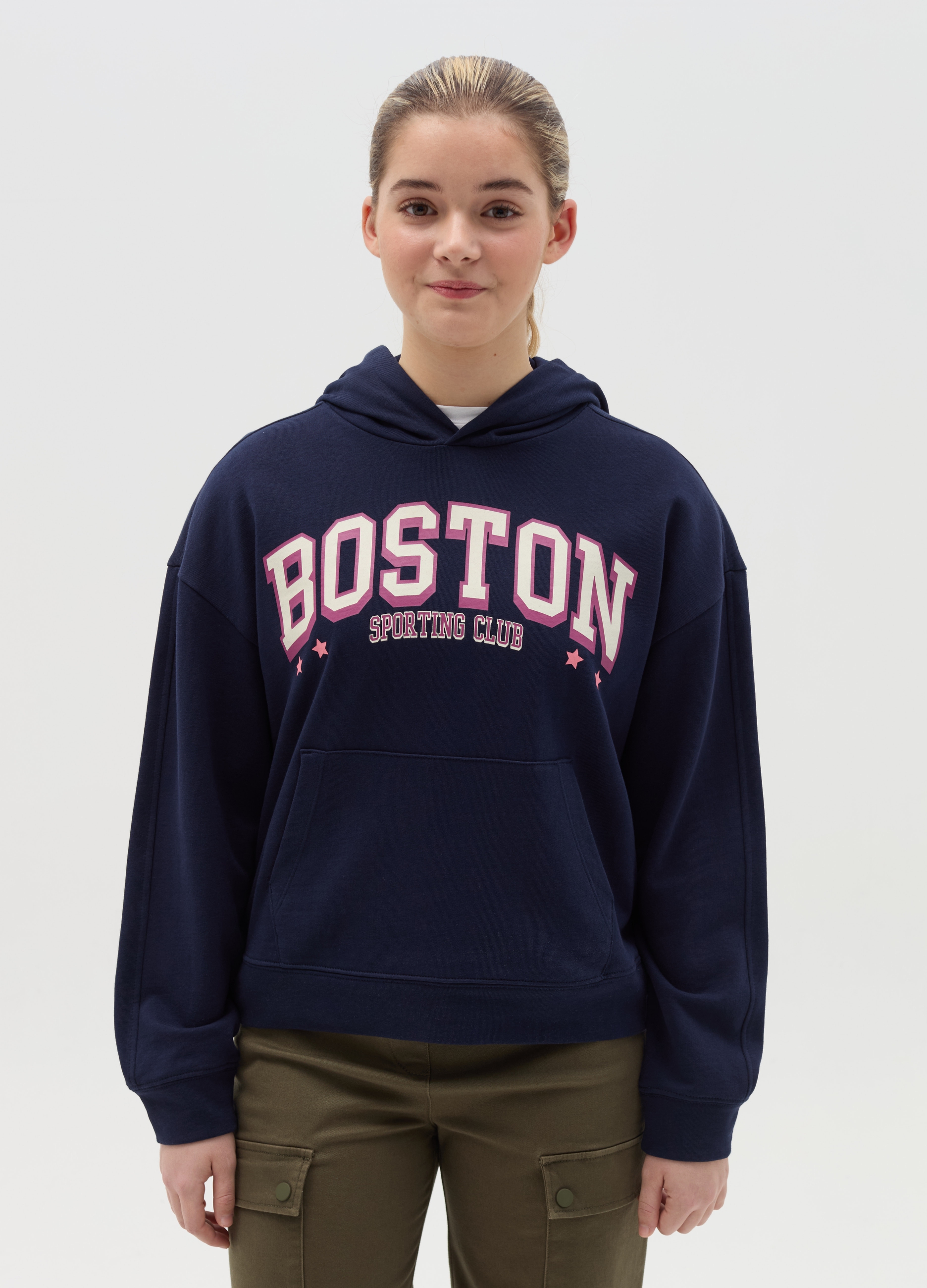 OVS KIDS, Felpa Con Cappuccio E Stampa Lettering, Bambina, Bianco, Taglia: 10-11