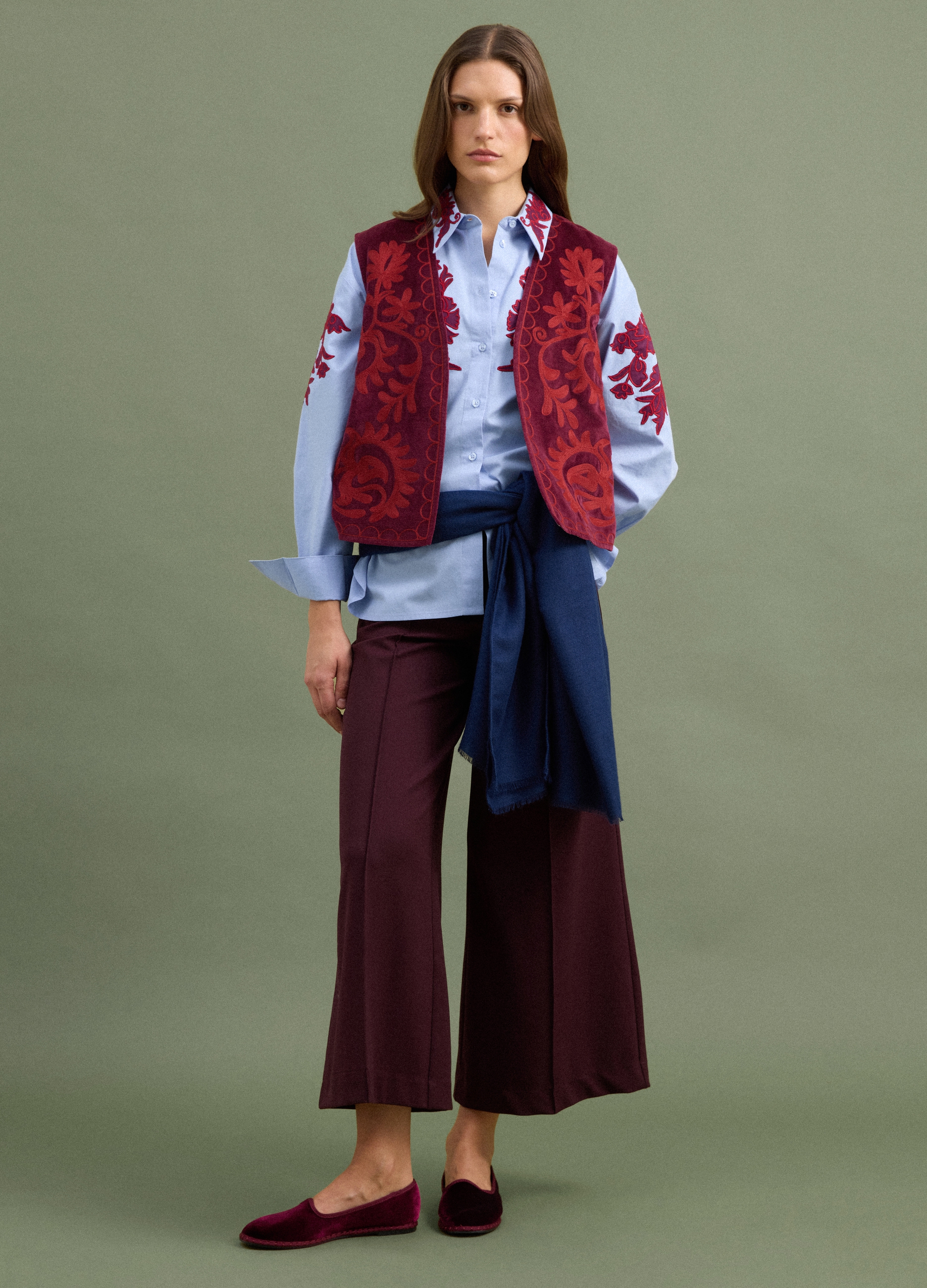PIOMBO, Pantaloni Chino Viola Wide Leg In Viscosa Elasticizzata, Donna, Viola, Taglia: 38