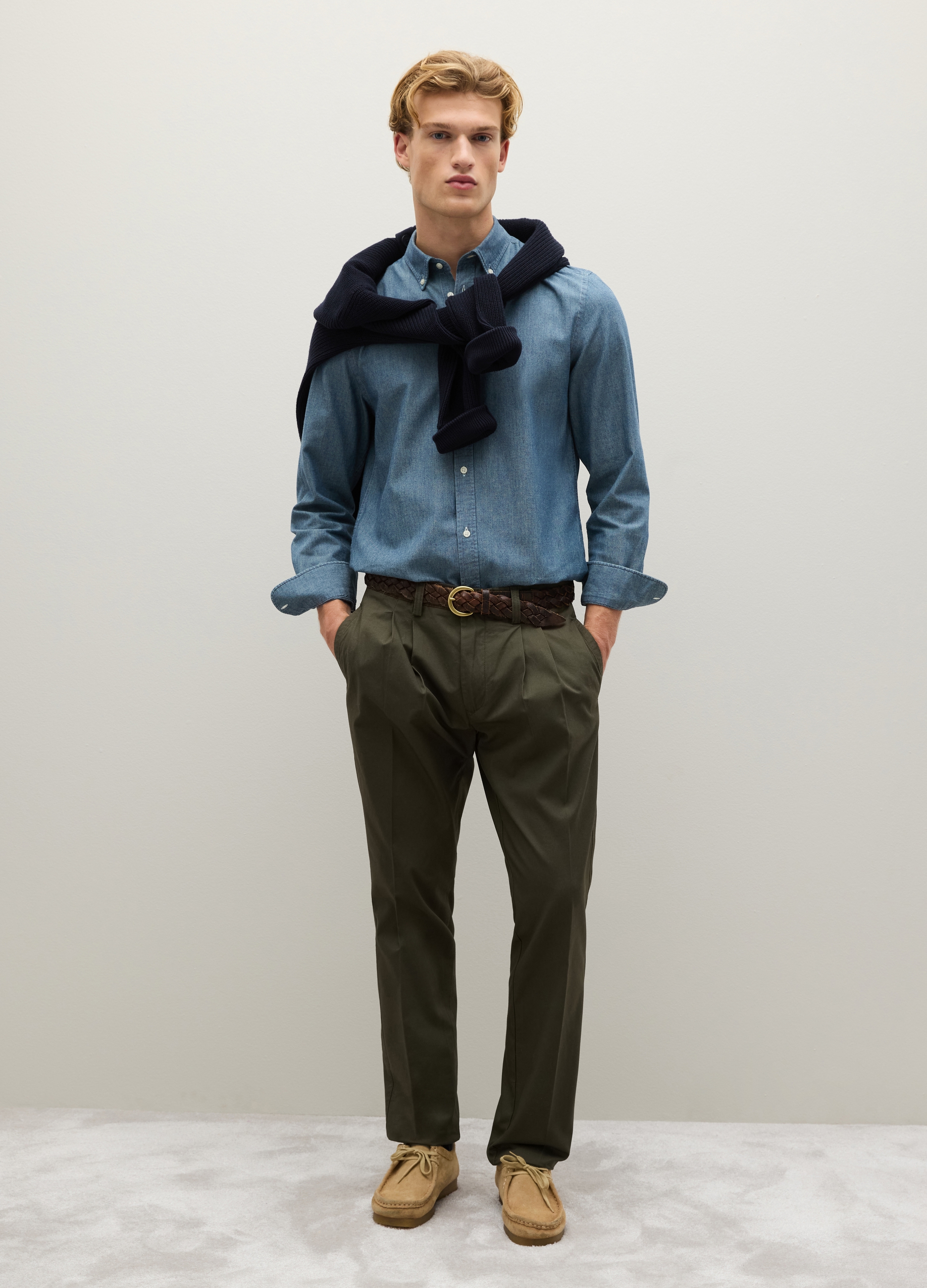 PIOMBO, Pantaloni Chino In Puro Cotone Twill Verdi Regular Fit, Uomo, Verde, Taglia: 46