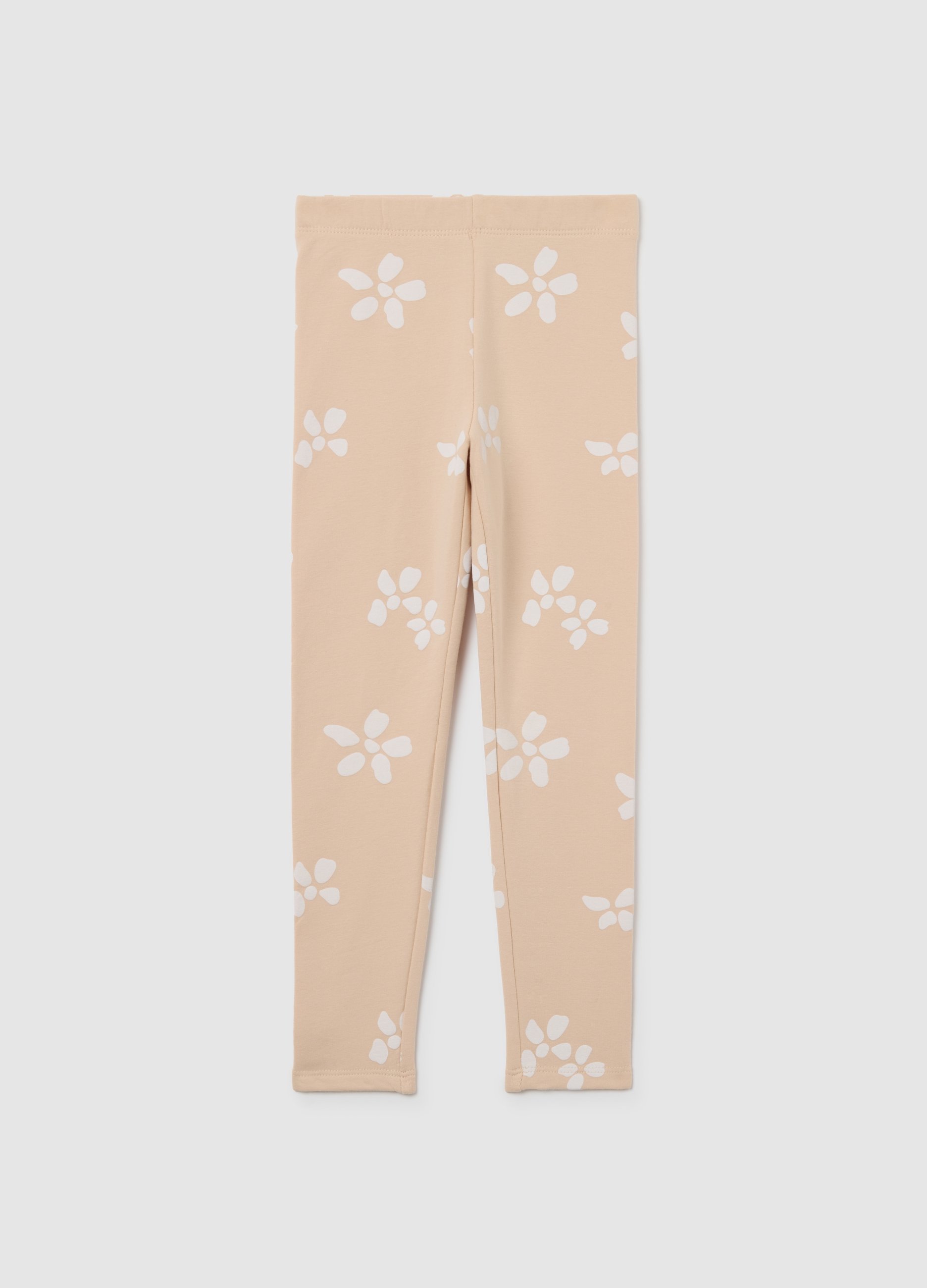 OVS KIDS, Leggings Skinny De Niña En Algodón Beige Con Estampados Florales, Niña, Blanco/beige, Talla: 3-4